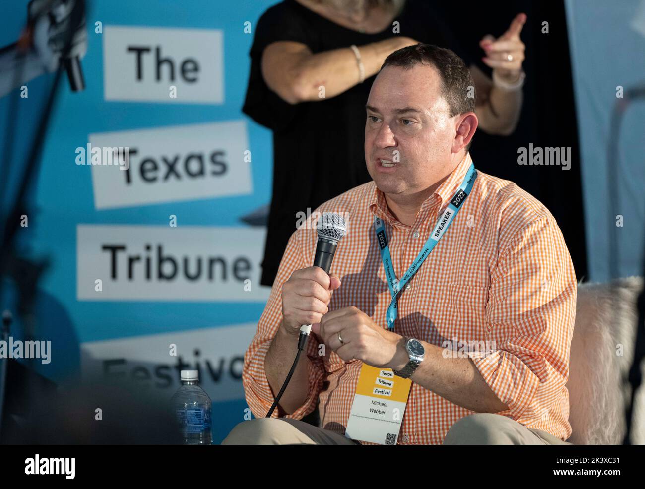 El director de tecnología de Energy Impact Partners y un profesor de UT MICHAEL WEBBER durante una sesión de entrevistas en el Texas Tribune Festival anual en el centro de Austin el 24 de septiembre de 2022. Foto de stock