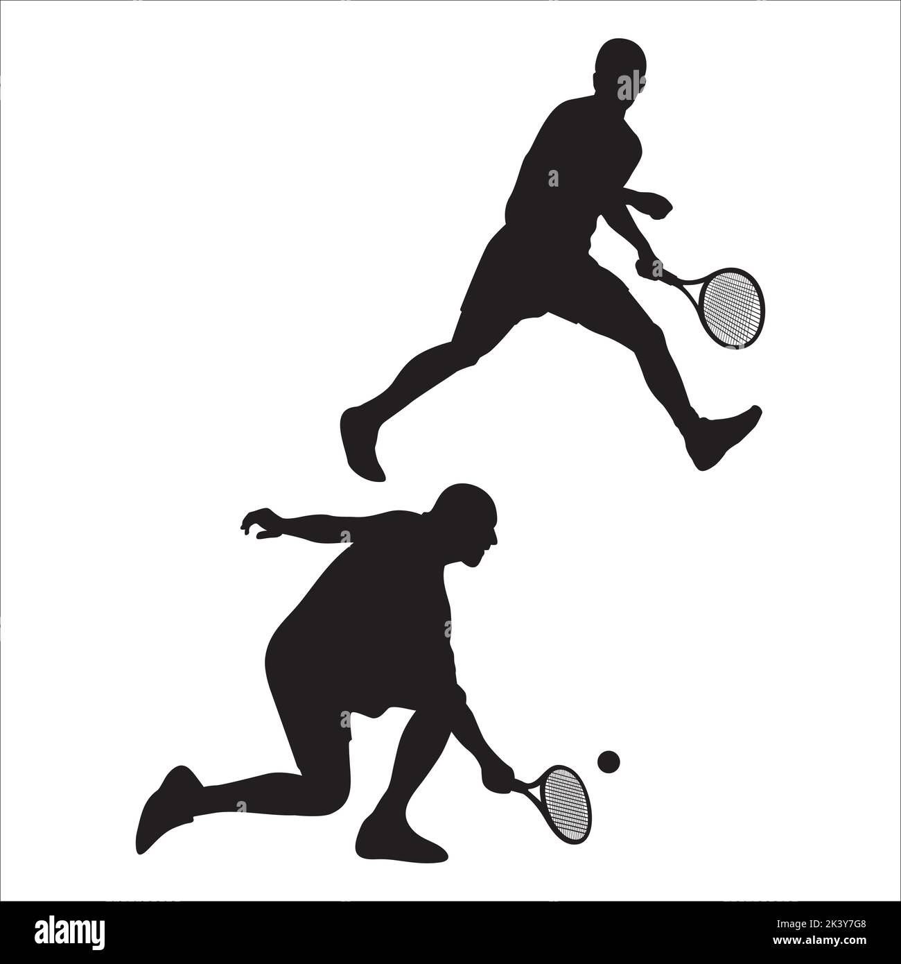Vector Set of Tennis Players Silhouettes Ilustración aislada sobre fondo blanco Ilustración del Vector