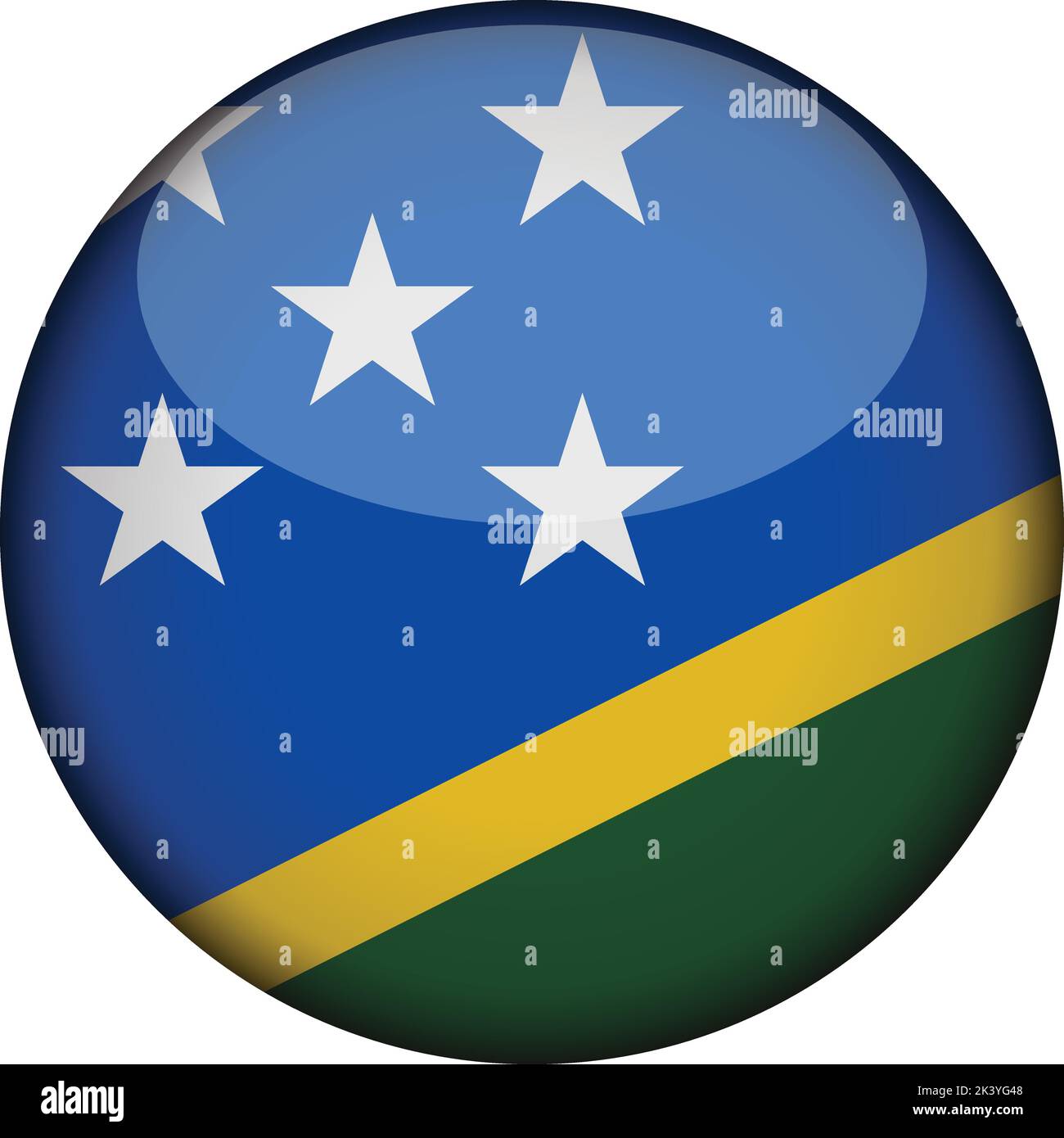 Islas salomón Bandera en brillante botón redondo de icono. Emblema de