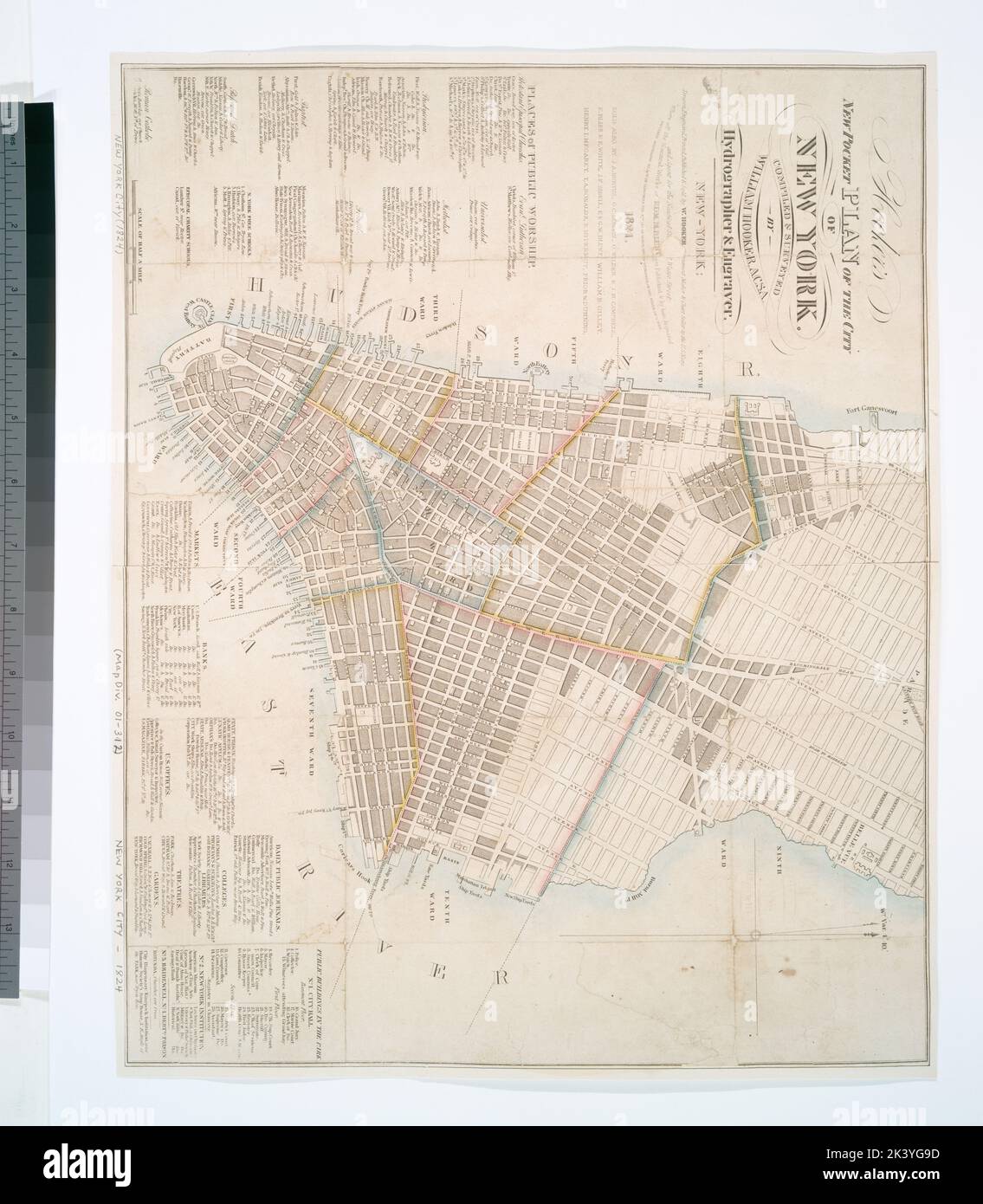 El Nuevo Plan De Bolsillo De Hooker De La Ciudad De Nueva York Cartographic Mapas 1824 1953