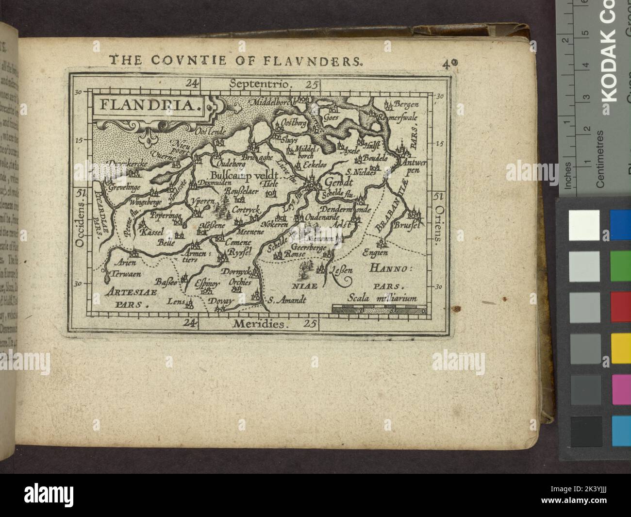 Flandria. La Countie of Flaunders. Cartográfico. Mapas, Atlas. 1603. División de mapas Lionel Pincus y Princesa Firyal. Geografía, Flandes (Bélgica) Foto de stock