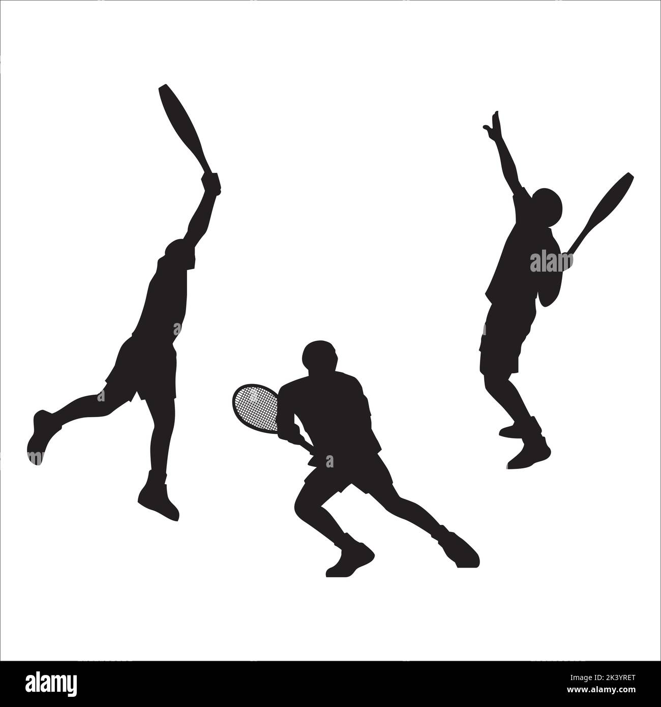Vector Set of Tennis Players Silhouettes Ilustración aislada sobre fondo blanco Imagen Vector de