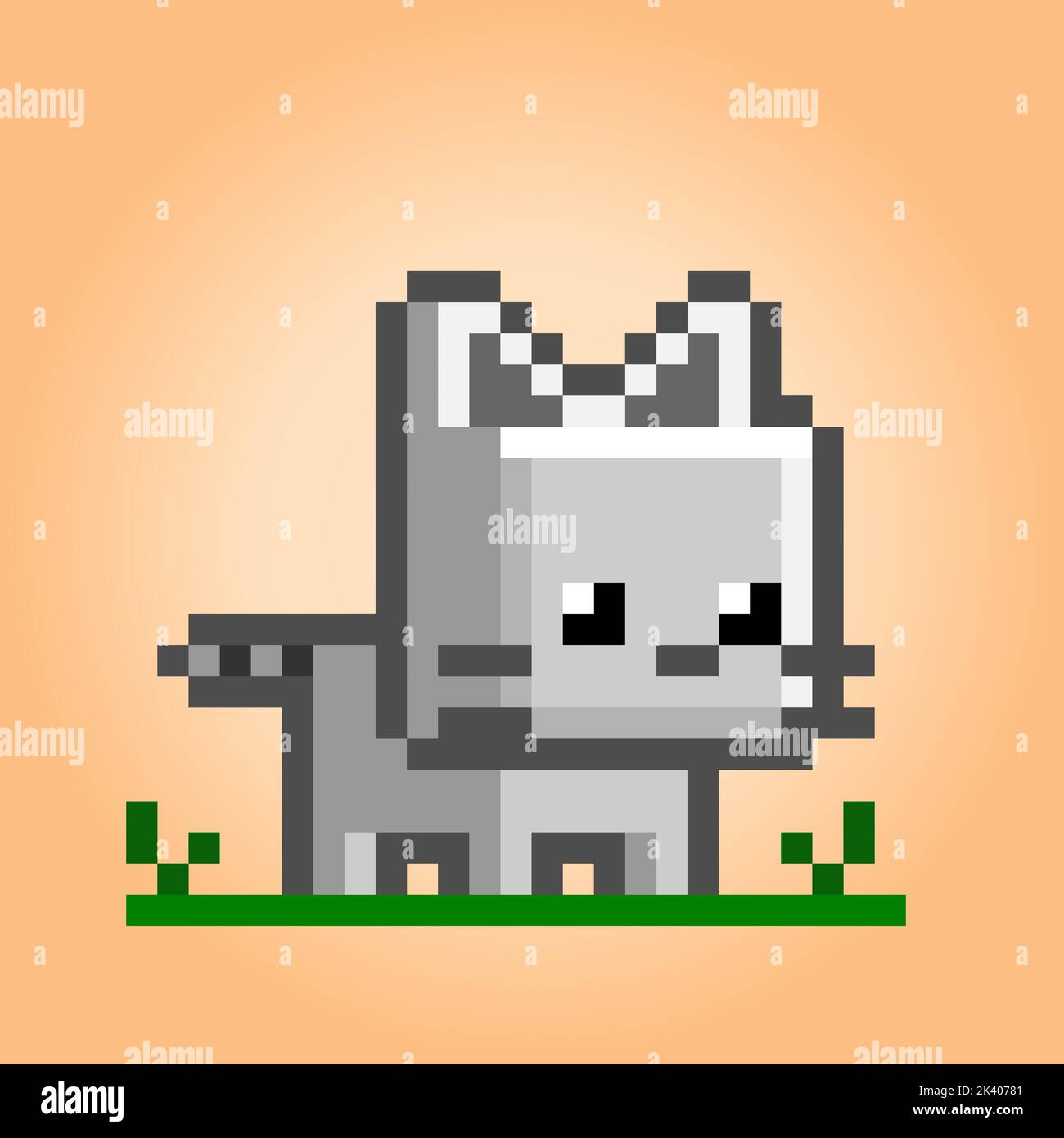 Arte Lindo Del Pixel Del Animal Doméstico Del Gatito Lindo - Vector Aislado  Ilustraciones svg, vectoriales, clip art vectorizado libre de derechos.  Image 89500839