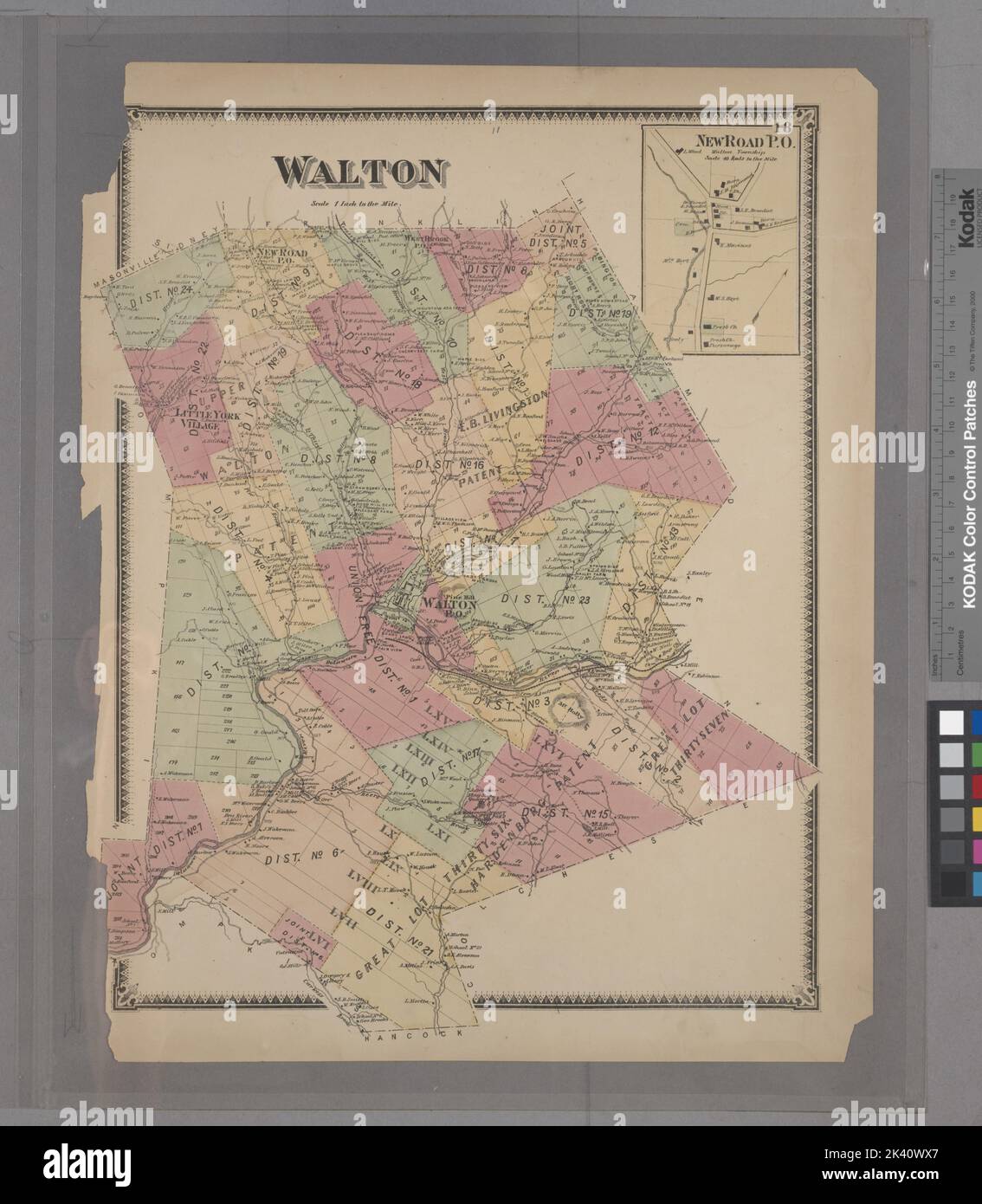 Walton Township; New Road P.O. Village Cartographic. Atlas, Mapas. 1869. División de mapas Lionel Pincus y Princesa Firyal. Condado de Delaware (N.Y.) Foto de stock