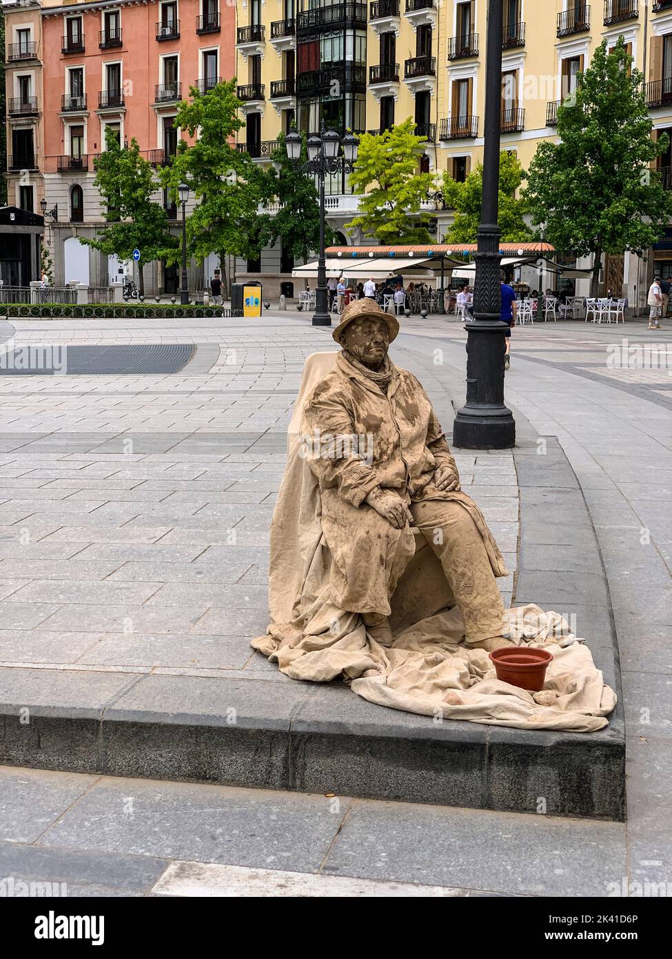 España, Madrid. Plaza de Oriente Mime. Foto de stock