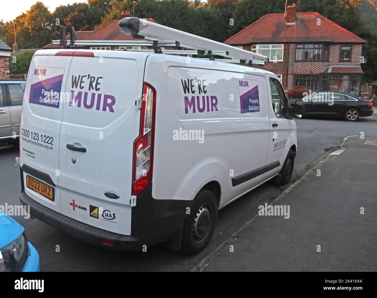 ¿Qué reparaban Muir en furgoneta, Warrington, Cheshire, Inglaterra, Reino Unido, WA4 Foto de stock