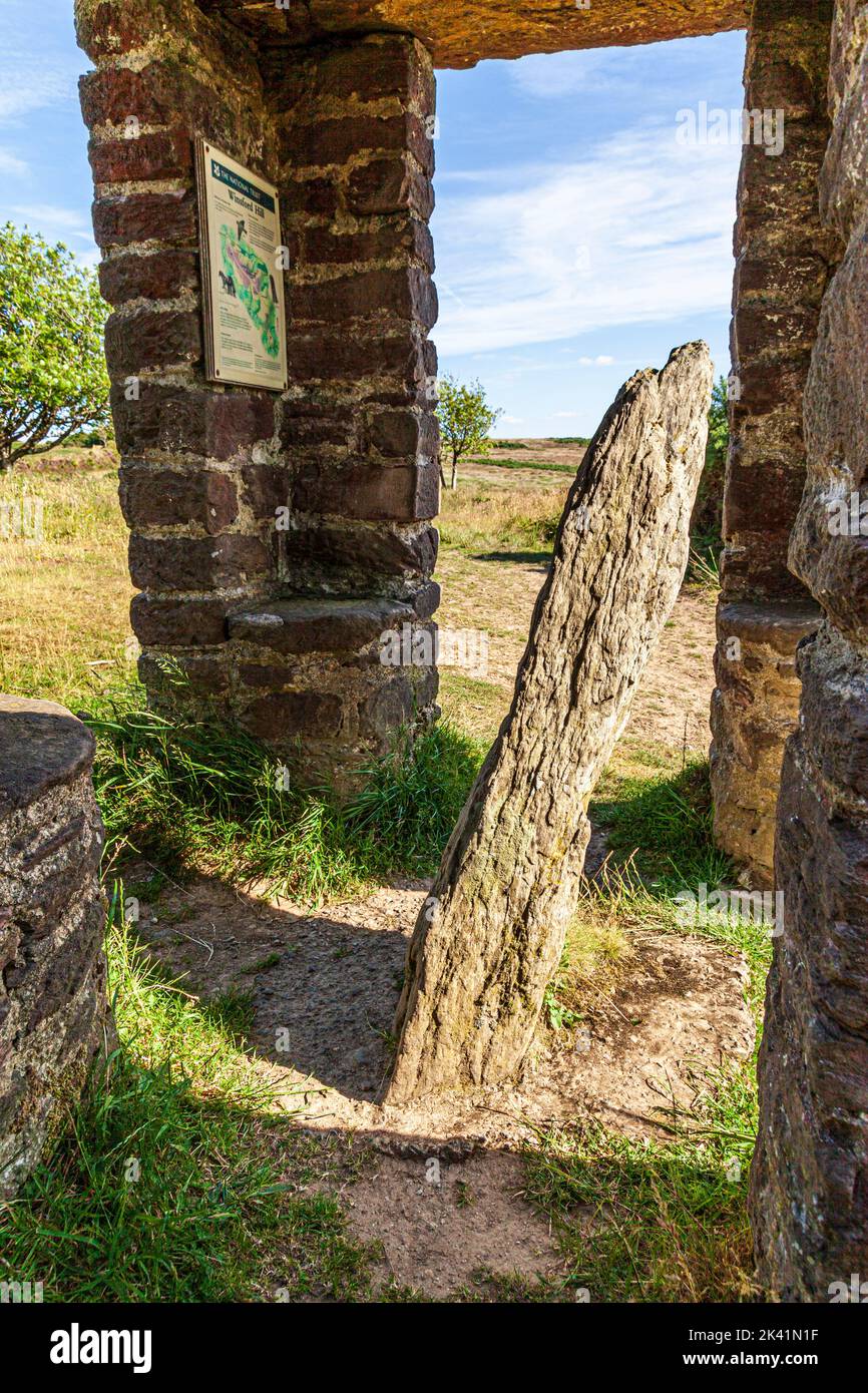 El Caractacus Stone (o Caratacus Stone), pensado hasta la fecha desde el siglo 6th, en Winsford Hill en Exmoor National Park, Somerset Reino Unido Foto de stock