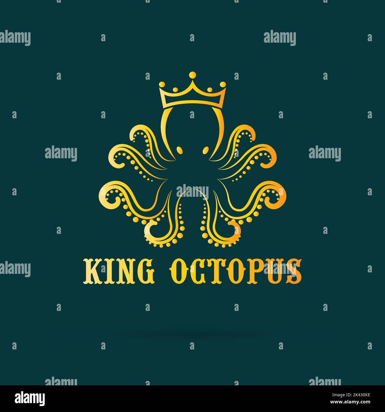 Vector de un pulpo Llevar una corona sobre fondo azul oscuro. Animal marino. Logotipo o icono de King Octopus, fácil de editar. Ilustración de vectores en capas. Ilustración del Vector