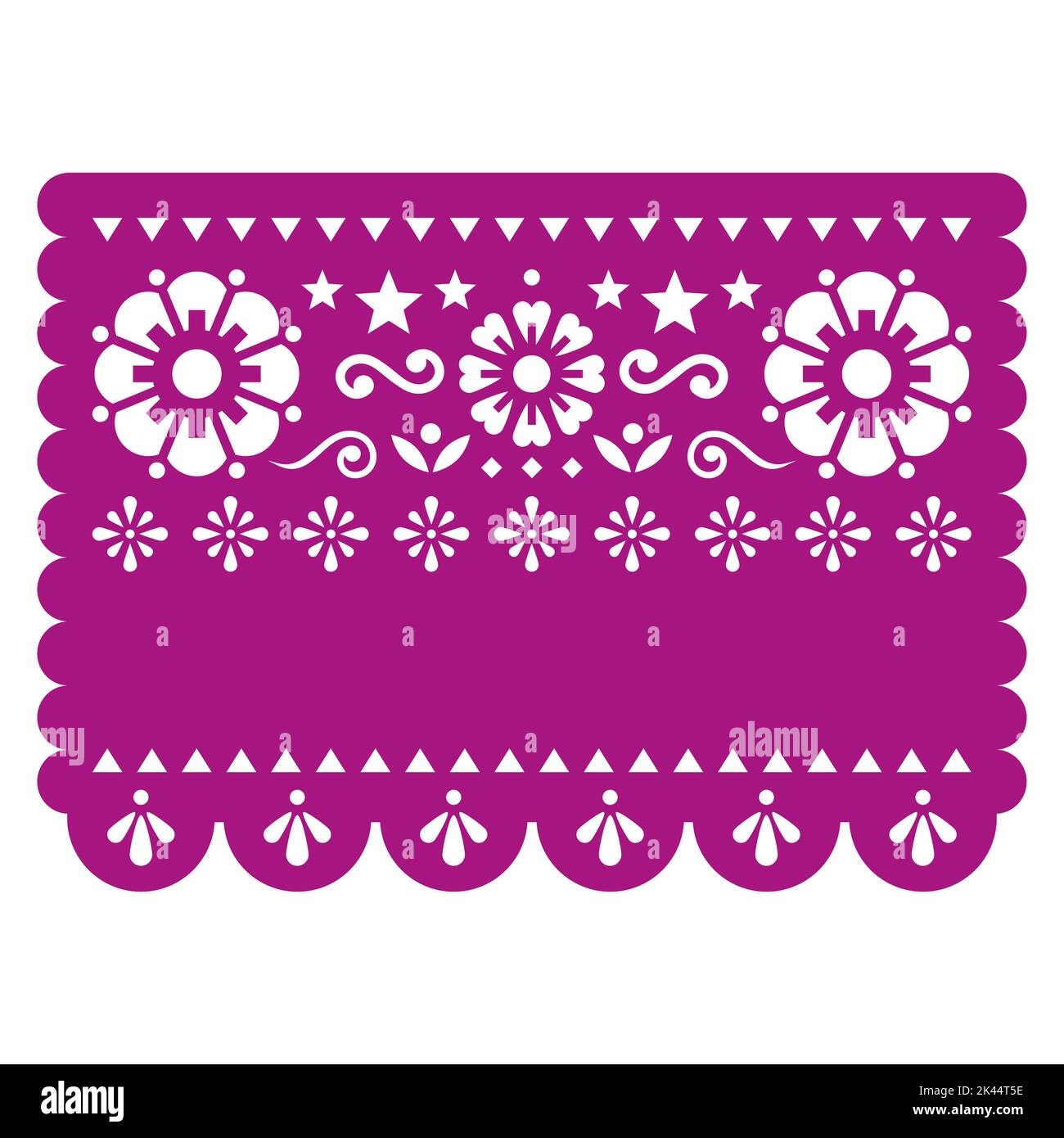 Diseño de plantilla vectorial de papel Picado con flores, estrellas y