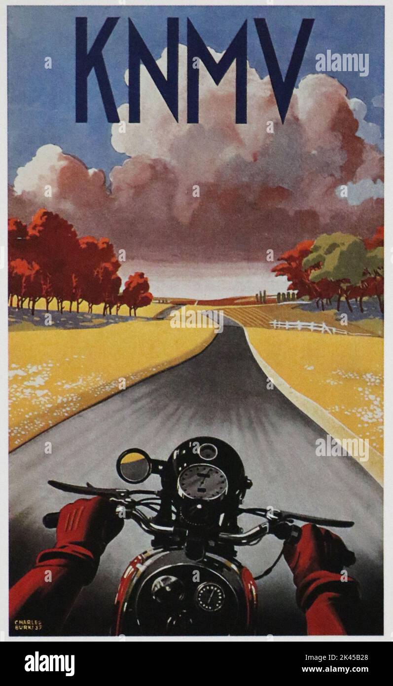Ilustración de Charles Burki, en el camino, 1937. Autor: Erven Charles Burki. Foto de stock