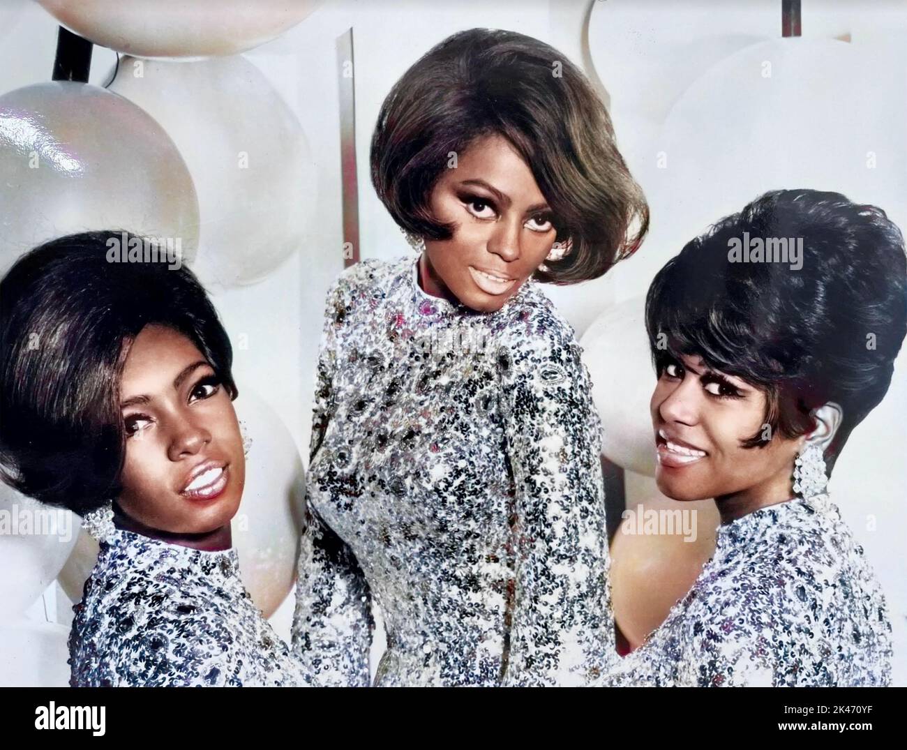 THE SUPREMES Foto promocional del trío vocal americano en 1967. De izquierda a derecha: Mary Wilson, Diana Ross, Cindy Birdsong. Foto de stock