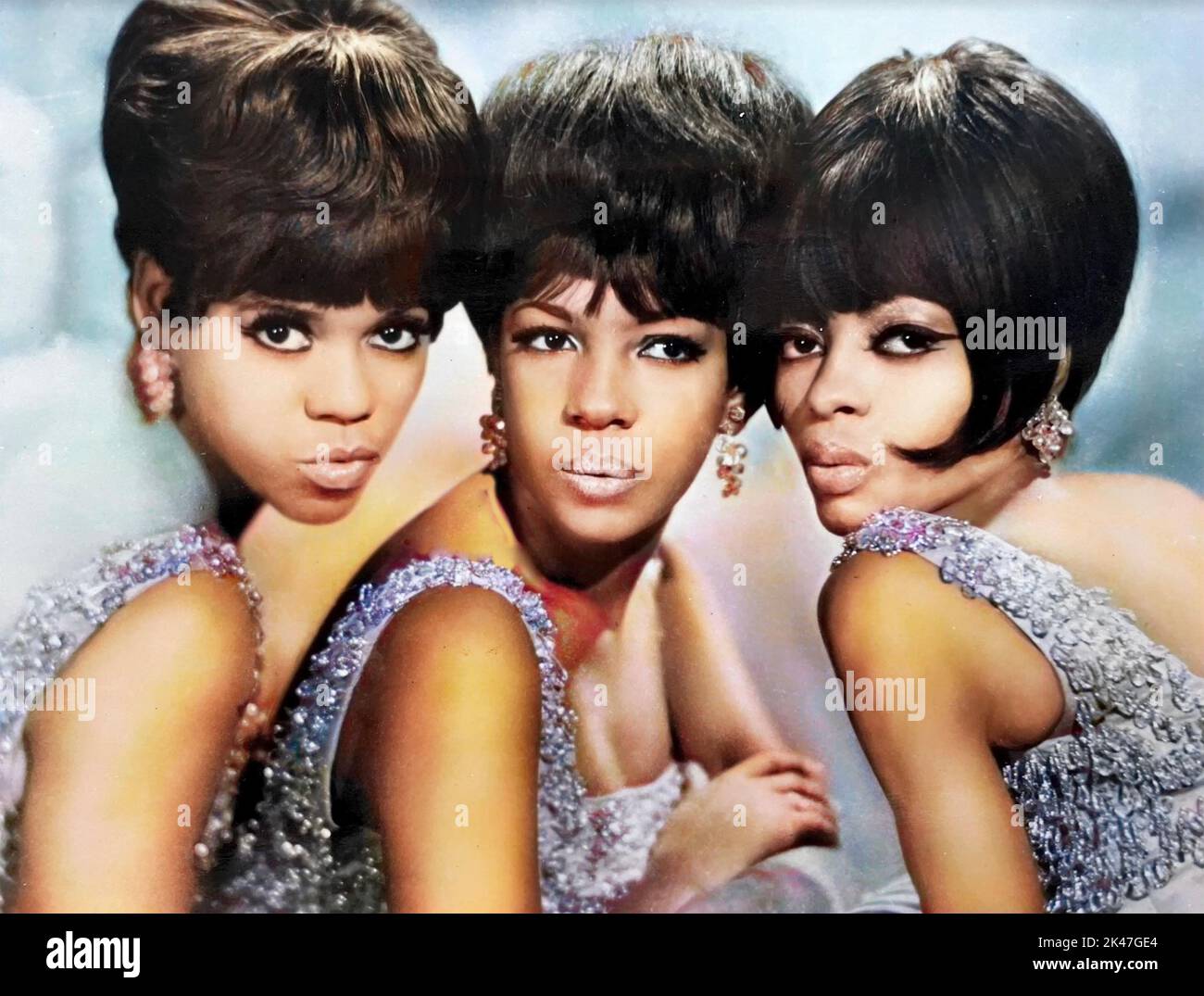 EL GRUPO vocal ESTADOUNIDENSE DE LOS SUPREMES cerca de 1966. Desde la izquierda: Florence Ballard, Mary Wilson, Diana Ross. Foto de stock