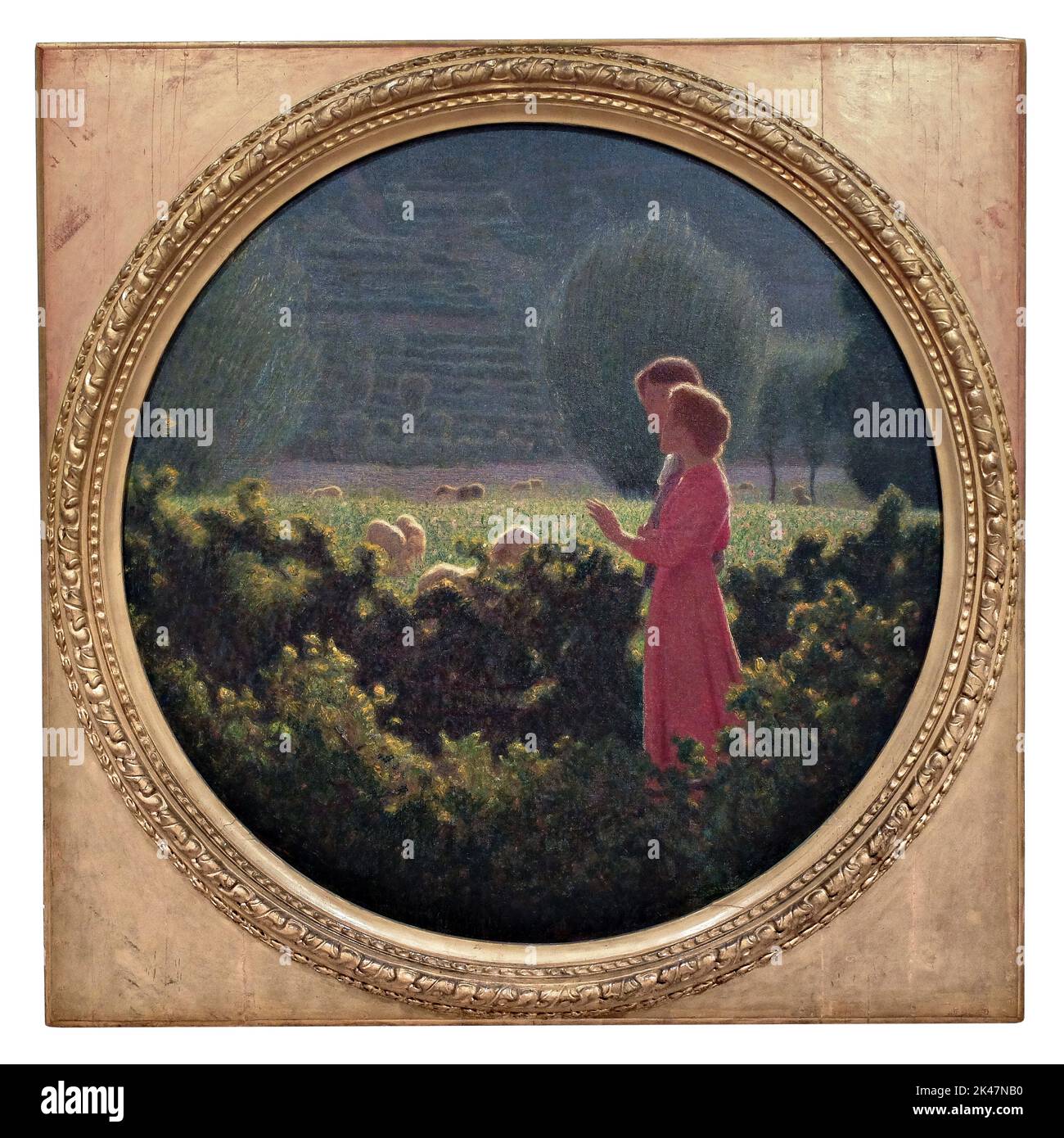 Idillio verde (1898) de Giovanni Pellizza da Volpedo (1868-1907). Óleo sobre lienzo, diámetro cm.100. Galería de Arte Cívico, Ascoli Piceno, IT. Foto de stock