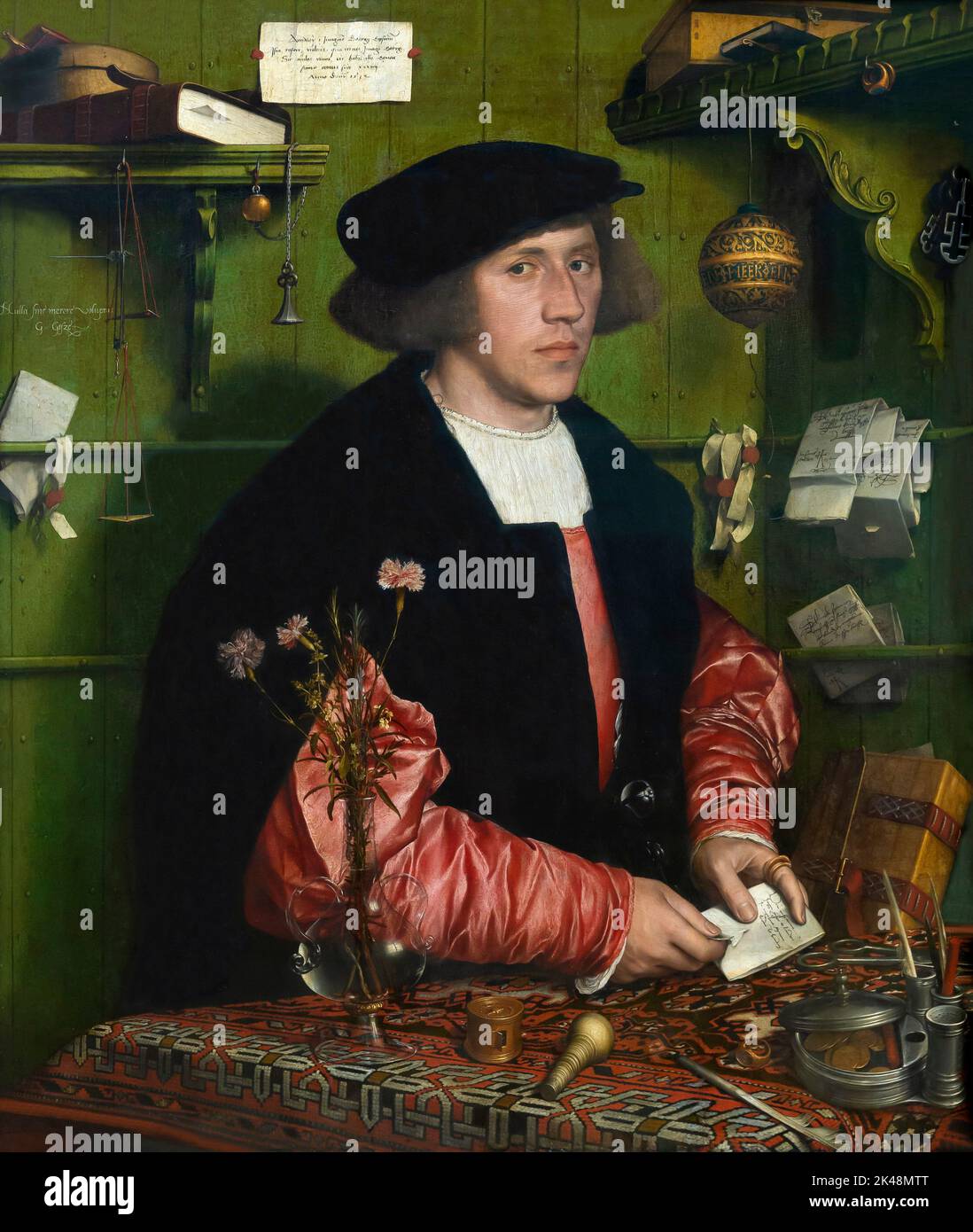 Retrato del mercader, Georg Gisze, Hans Holbein el Joven, 1532, Gemaldegalerie, Berlín, Alemania, Europa Foto de stock