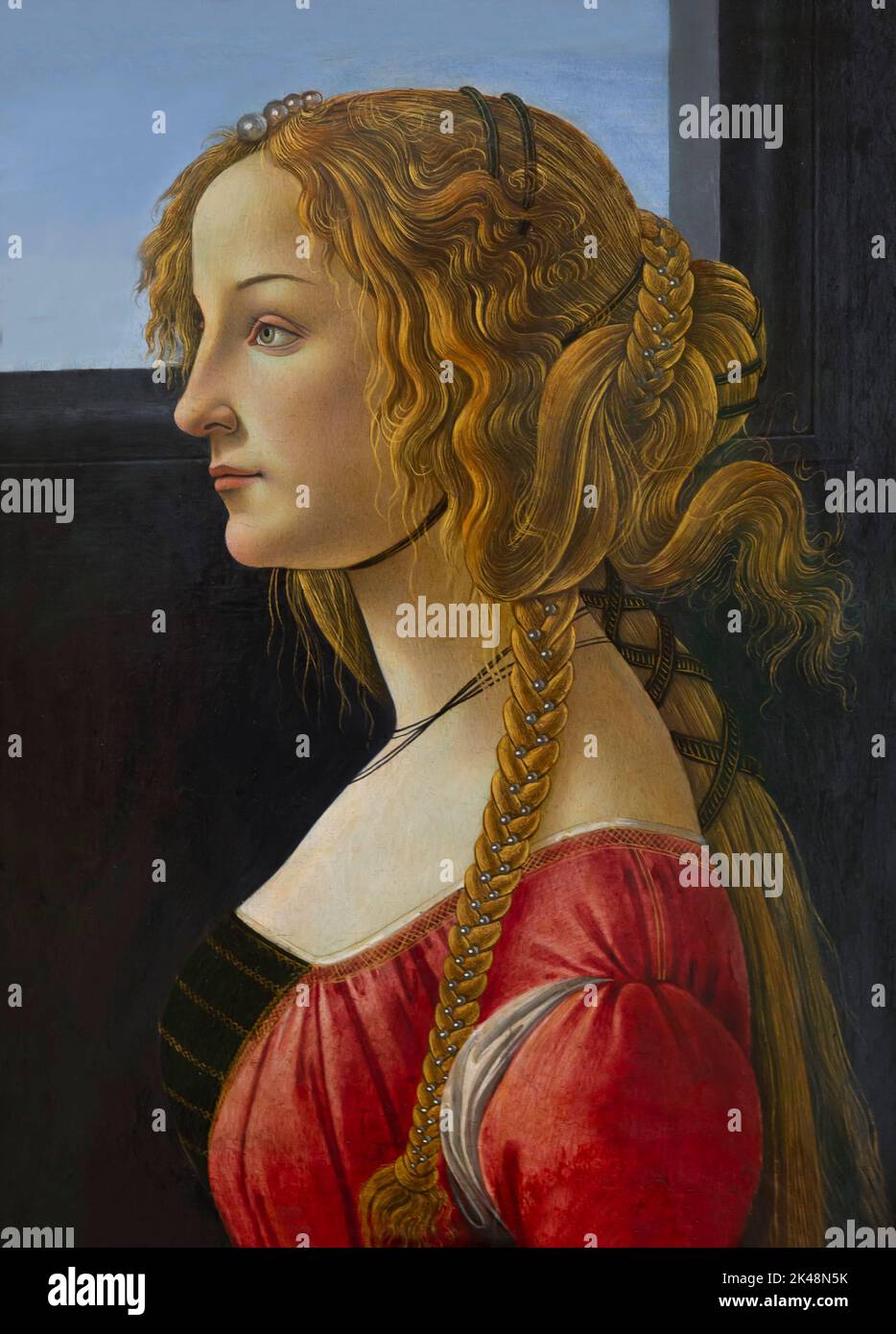 Retrato de una joven, Sandro Botticelli, alrededor de 1460-1465, Gemaldegalerie, Berlín, Alemania, Europa Foto de stock