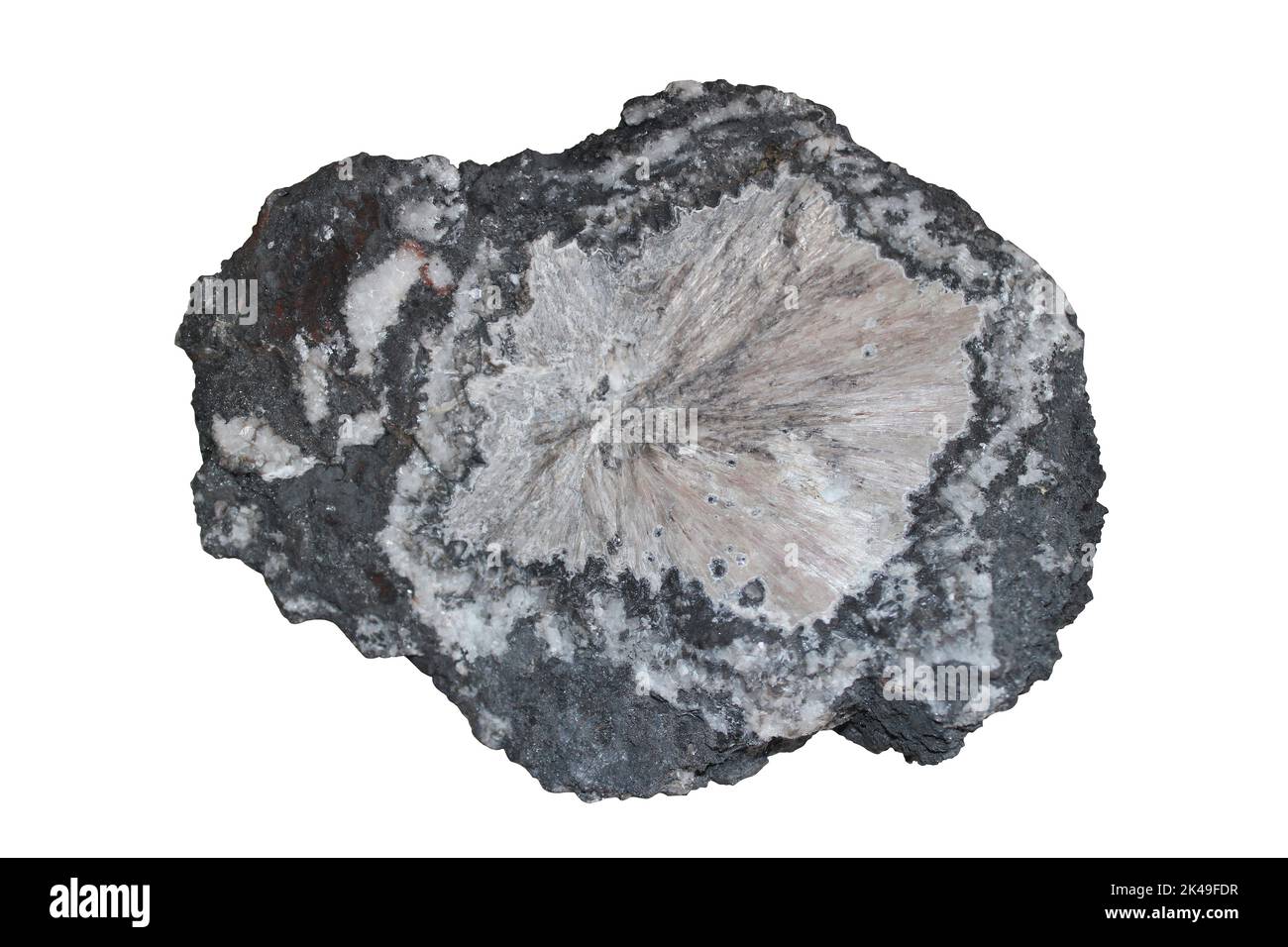 Mendipita Mineral de plomo oxihaluro encontrado en las colinas de Mendip, Somerset, Inglaterra Foto de stock