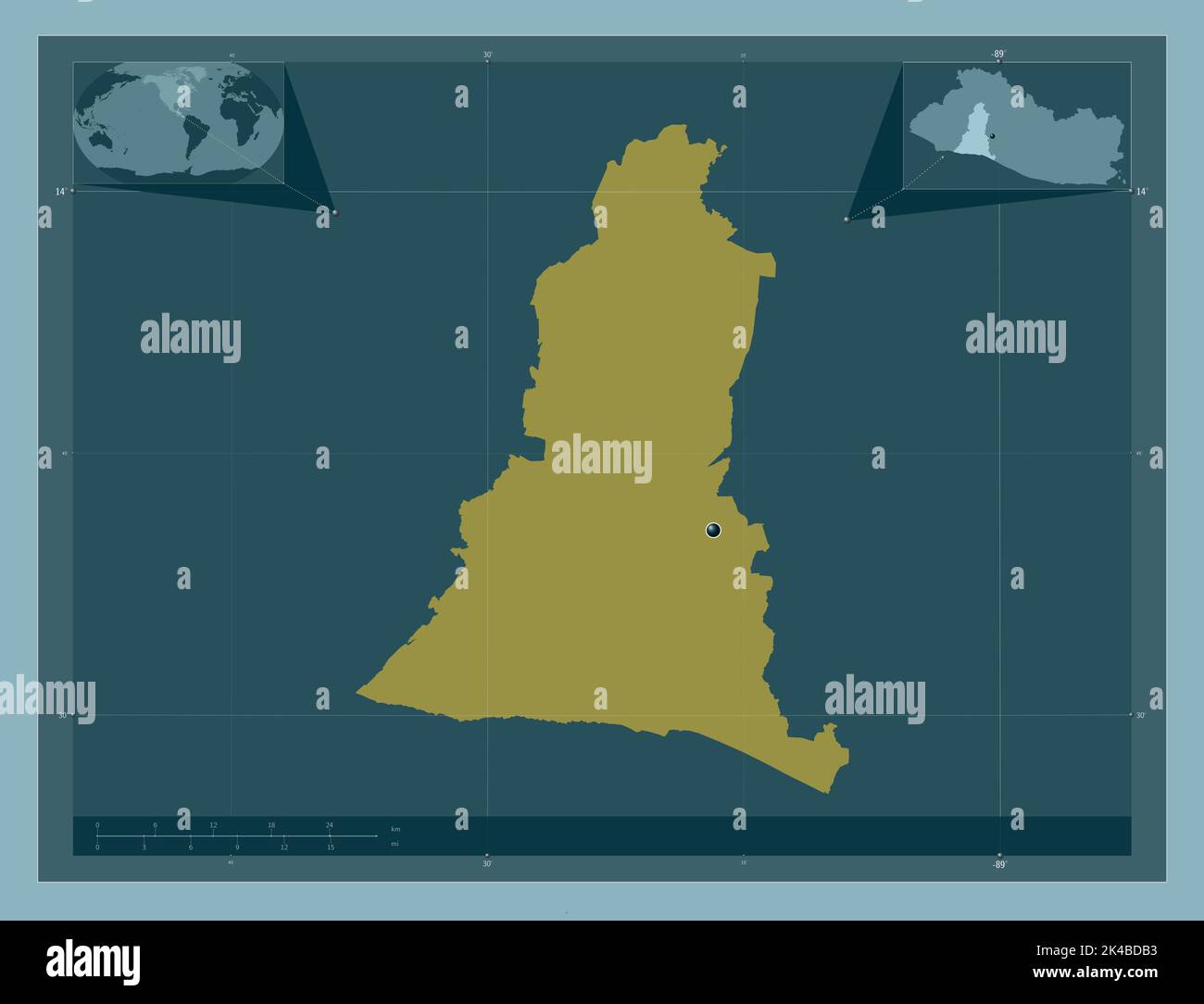 La Libertad, departamento de El Salvador. Forma de color sólido. Mapas