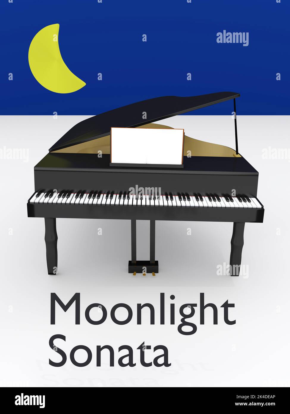 Tigre ley Formación 3D ilustración de un piano junto con una luna en el fondo, y el título  Sonata Moonlight Fotografía de stock - Alamy