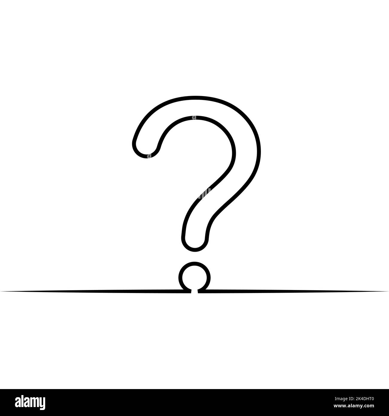 Signo de interrogación Una línea, dibujo consulta continua apoyo creativo FAQ Ilustración del Vector