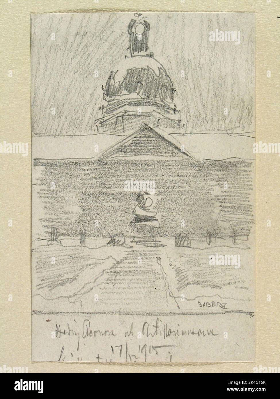 Dibujo de Ferdinand Boberg. Estocolmo, Östermalm, kv. Cañón de cuero