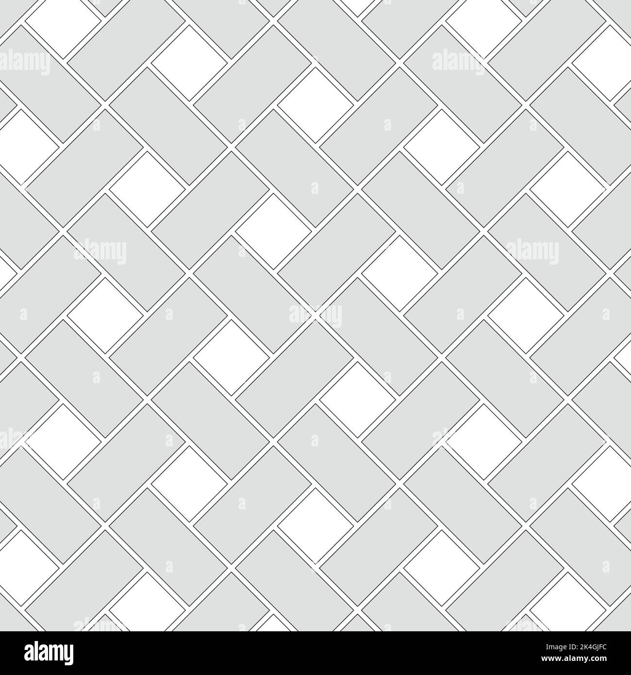 Patrón sin costuras de losas de pavimentación en forma de cuadrados y rectángulos. Sencillo papel pintado con estampado geométrico diagonal. Fondo vectorial monocromo. Ilustración del Vector