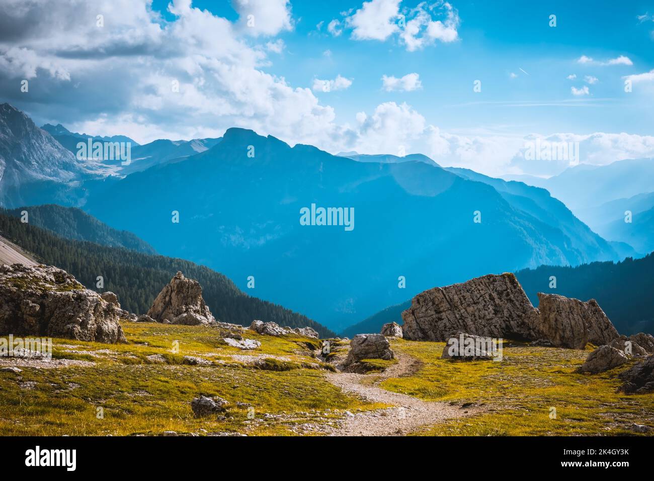 Vista desde las montañas Dolomitas Sella Ronda de Italia Foto de stock