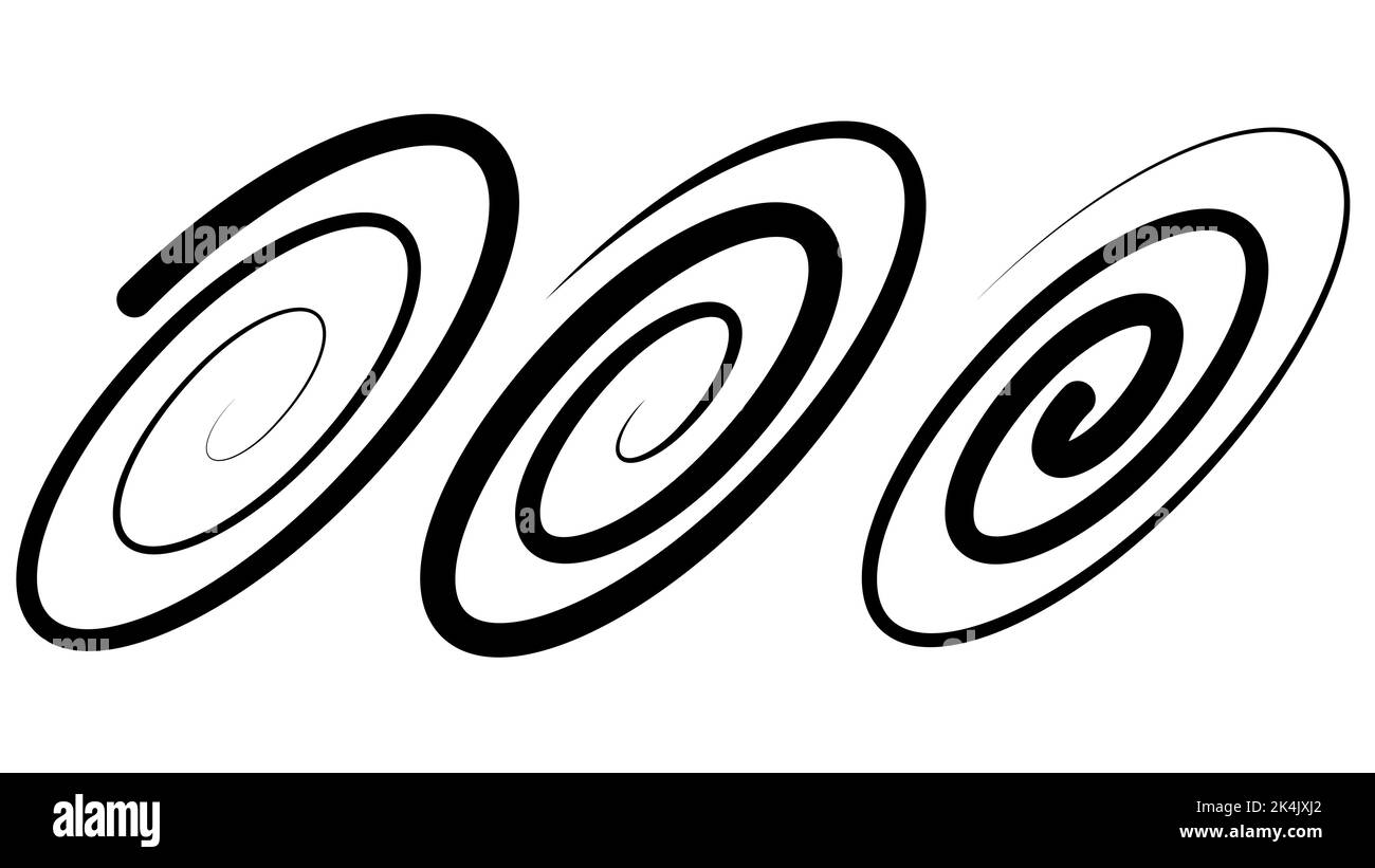 Logotipo de espiral ovalada, línea circular de vórtice, signo de forma geométrica creativa Ilustración del Vector