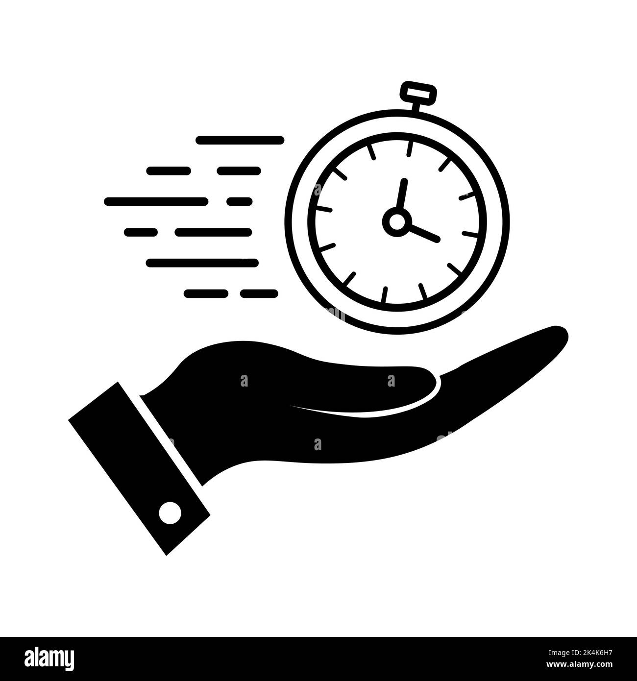 Mano sujetando un reloj cronómetro. Ilustración en blanco y negro de tinta  Fotografía de stock - Alamy