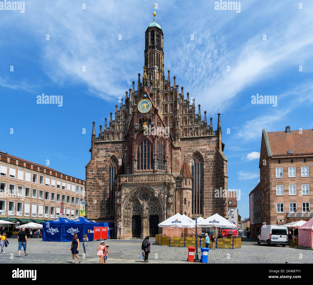 La Frauenkirche en el Hauptmarkt, la Ciudad Vieja (Altstadt), Nuremberg, Baviera, Alemania Foto de stock