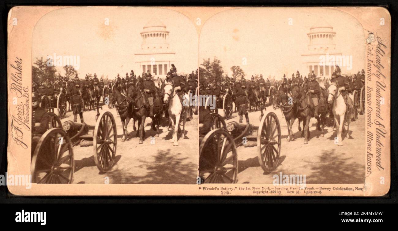 Wendel's Battery,'' The 1st New York. - Salir de Grant's Tomb. - Celebración Dewey, Nueva York. Jarvis, J. F. (John F.) (b. 1850) (Editor) Underwood Foto de stock