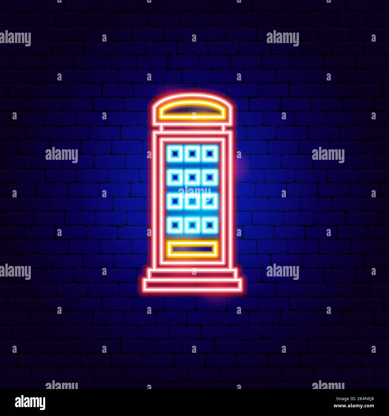 Inglaterra Call-Box Neon Sign Ilustración del Vector