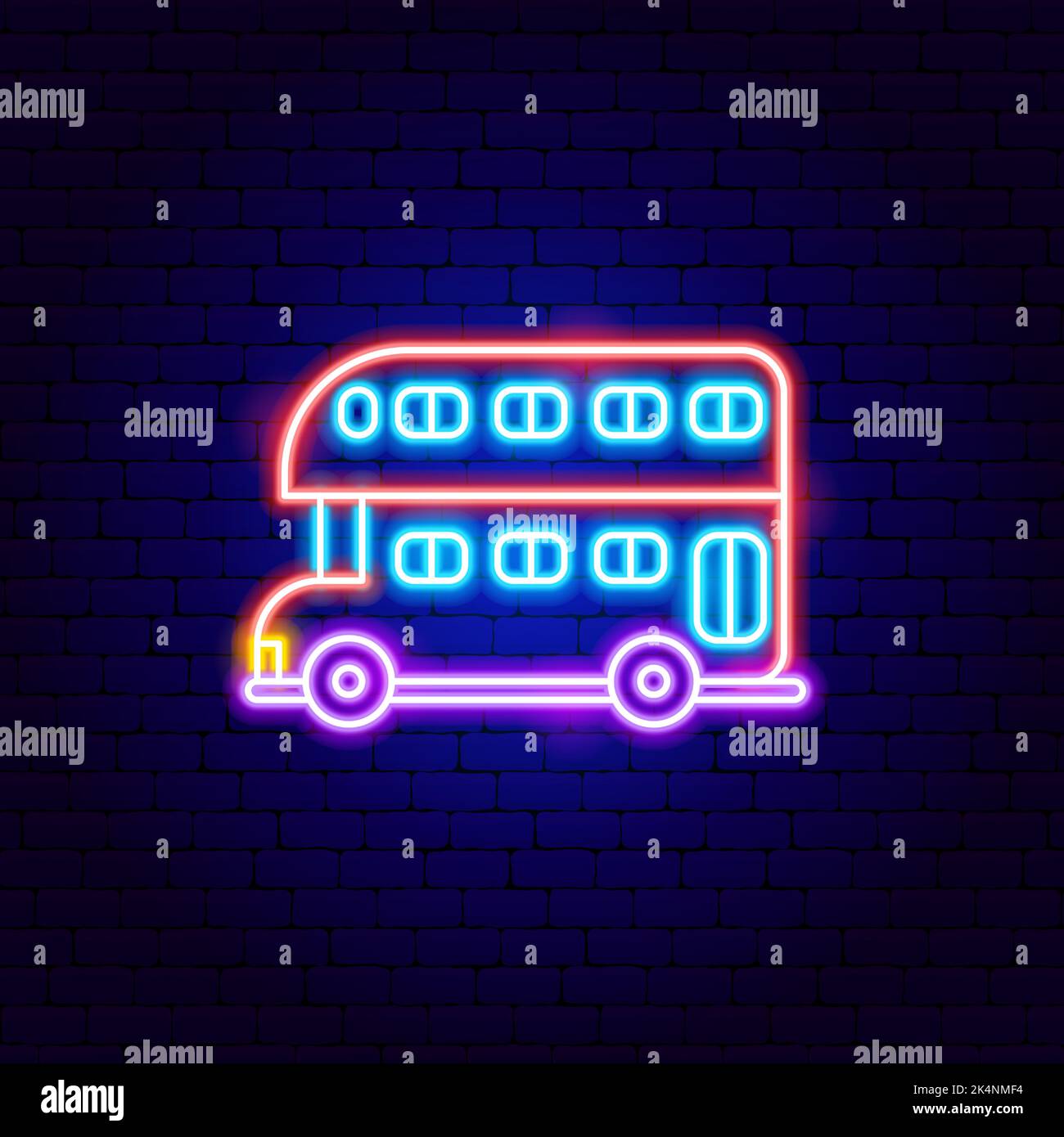 Reino Unido Bus Neon signo Ilustración del Vector