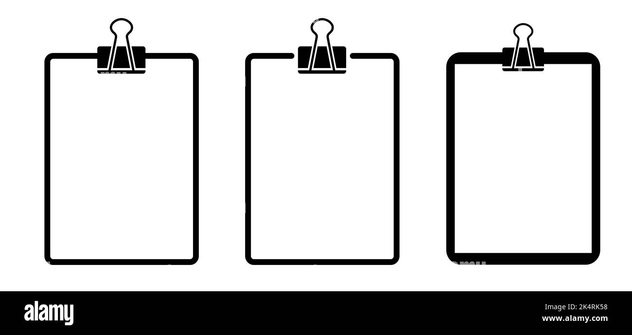 Portapapeles con una hoja de papel en blanco. Clips de papel de metal