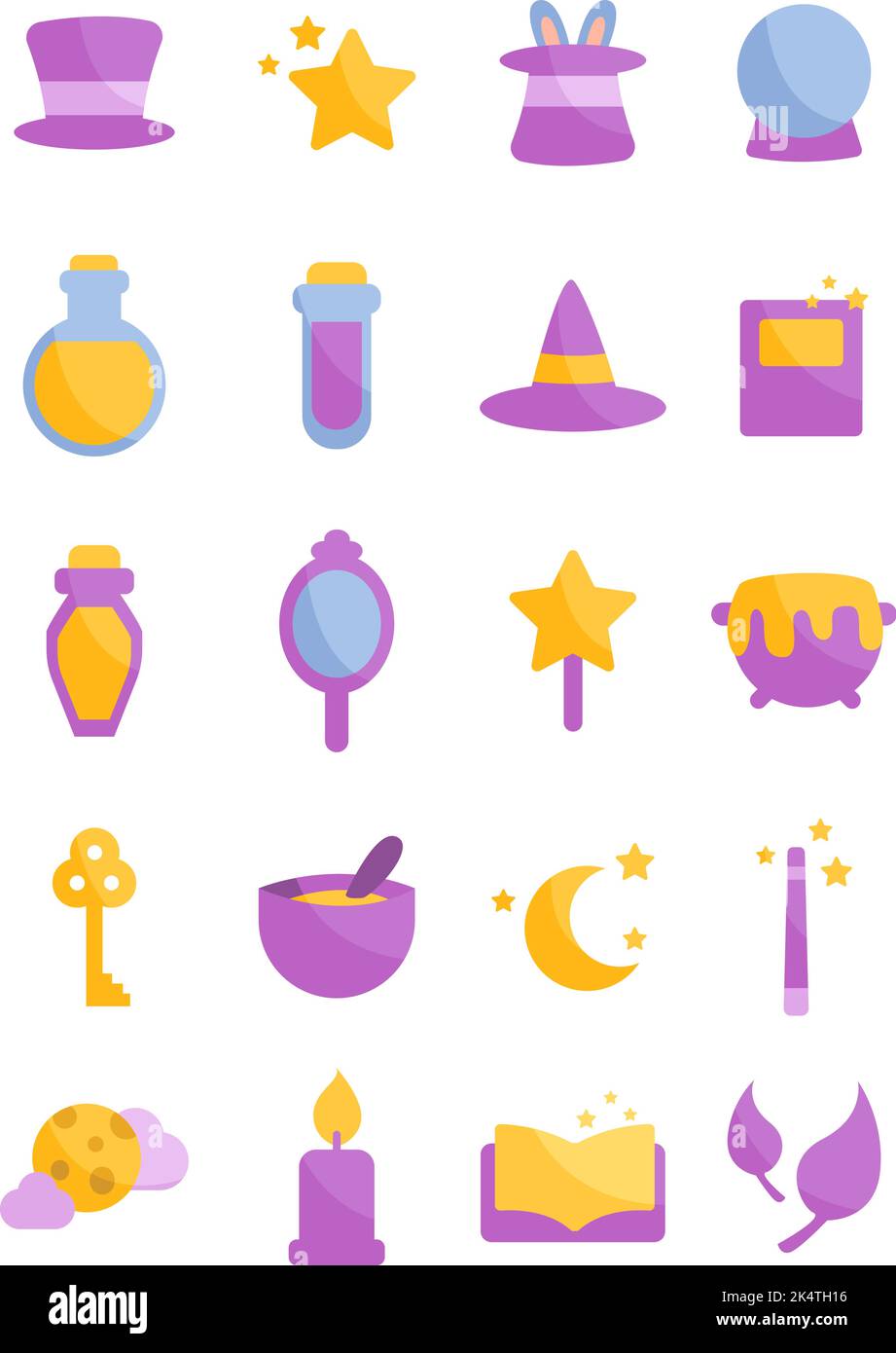 Paquete de iconos Magic Set, ilustración, vector, sobre fondo blanco. Ilustración del Vector