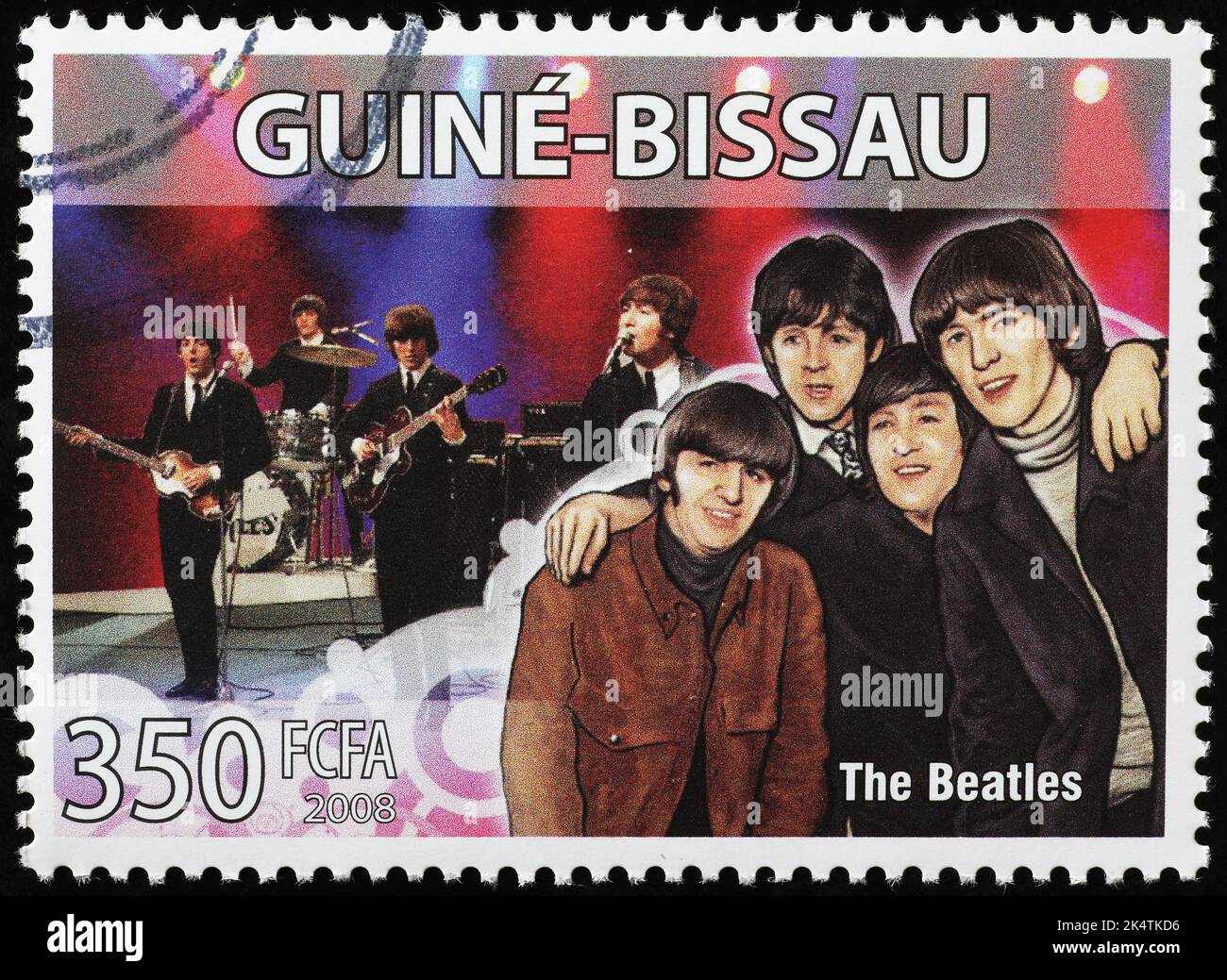 Celebración de los Beatles en sello de Guinea Foto de stock