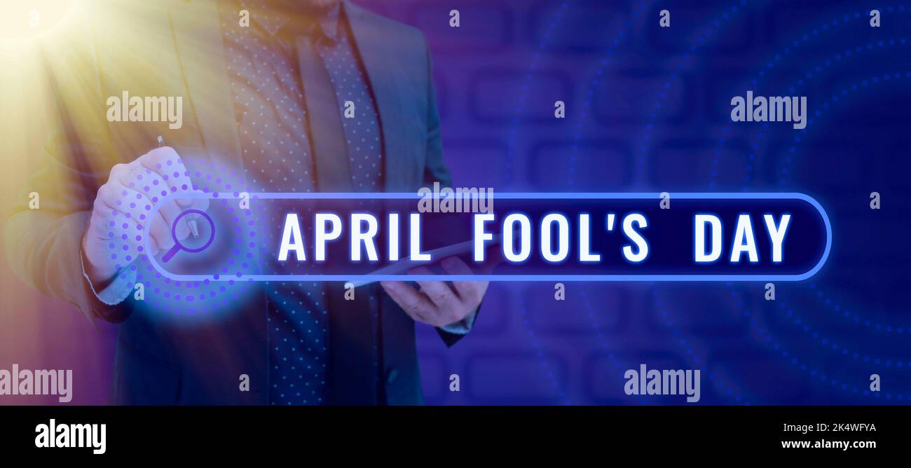 Escribir mostrando el texto April Fool S es el día. Foto conceptual Chistes prácticos humor bromas Celebración Funny tonto Foto de stock