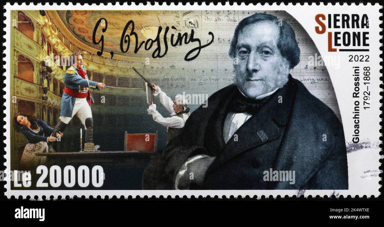 Gioachino Rossini retrato en sello de correos africano Foto de stock