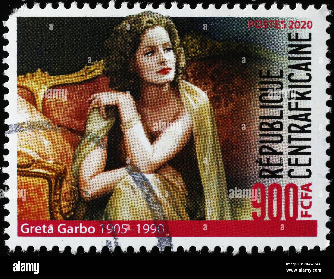 Greta Garbo en sello de franqueo africano Foto de stock