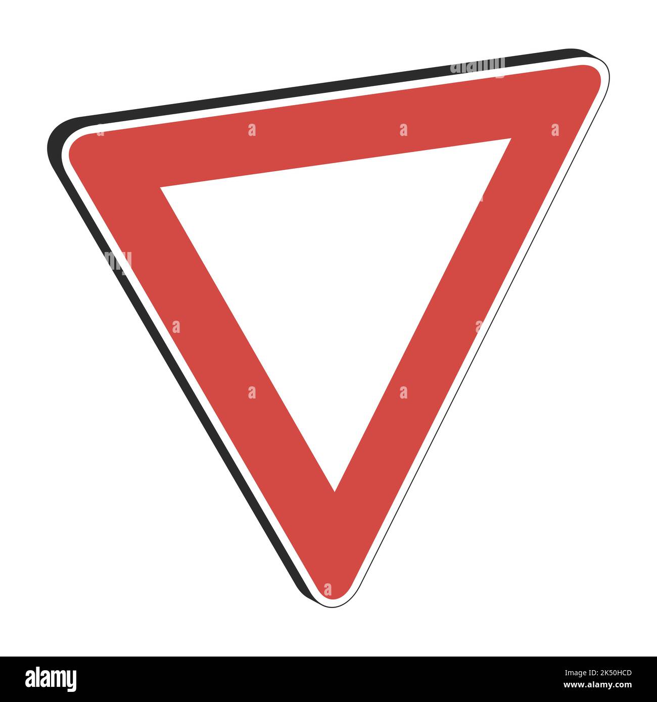 Señal de prioridad de carretera dar 3D, triangular en blanco, forma de rendimiento vacío Ilustración del Vector