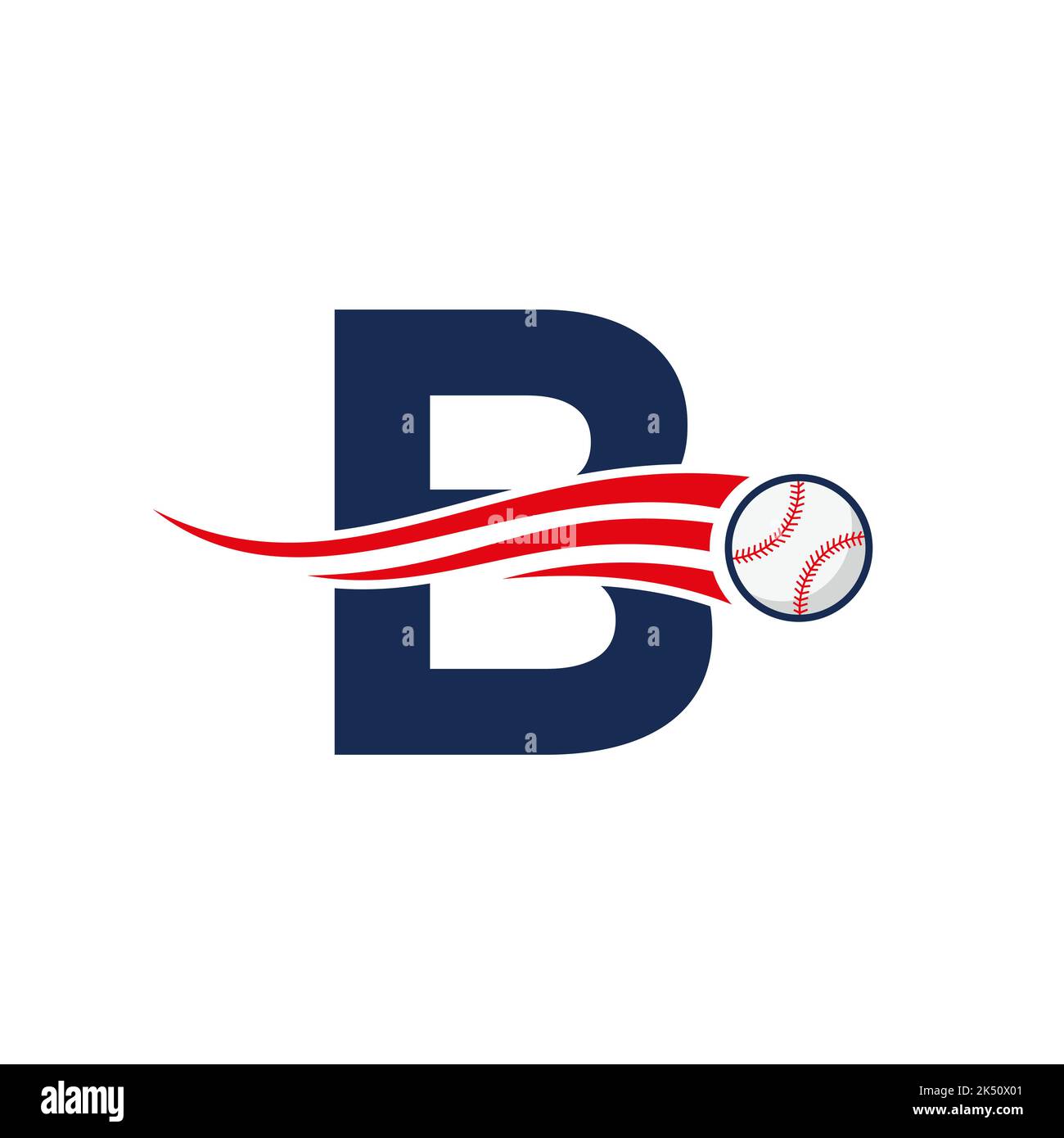 Concepto de logotipo de béisbol con letra B con plantilla vectorial de