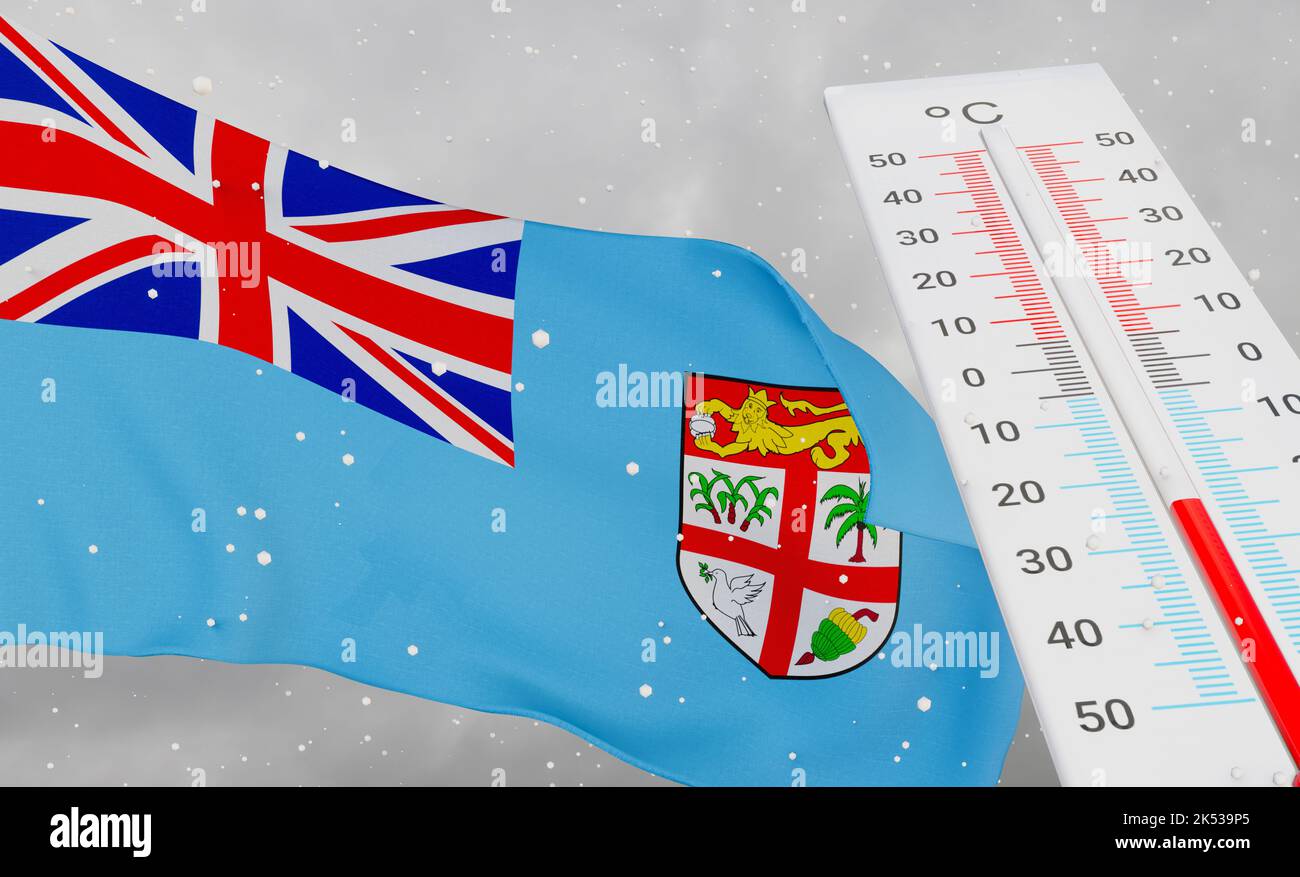 Invierno en Fiji con frío severo, temperatura negativa, estación fría