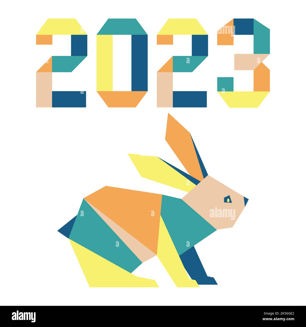 Feliz año nuevo Ilustración vectorial con origami 2023 años Números Bunny  Annual animal zodiaco signo de 2023 en el calendario chino. Año del Imagen  Vector de stock - Alamy