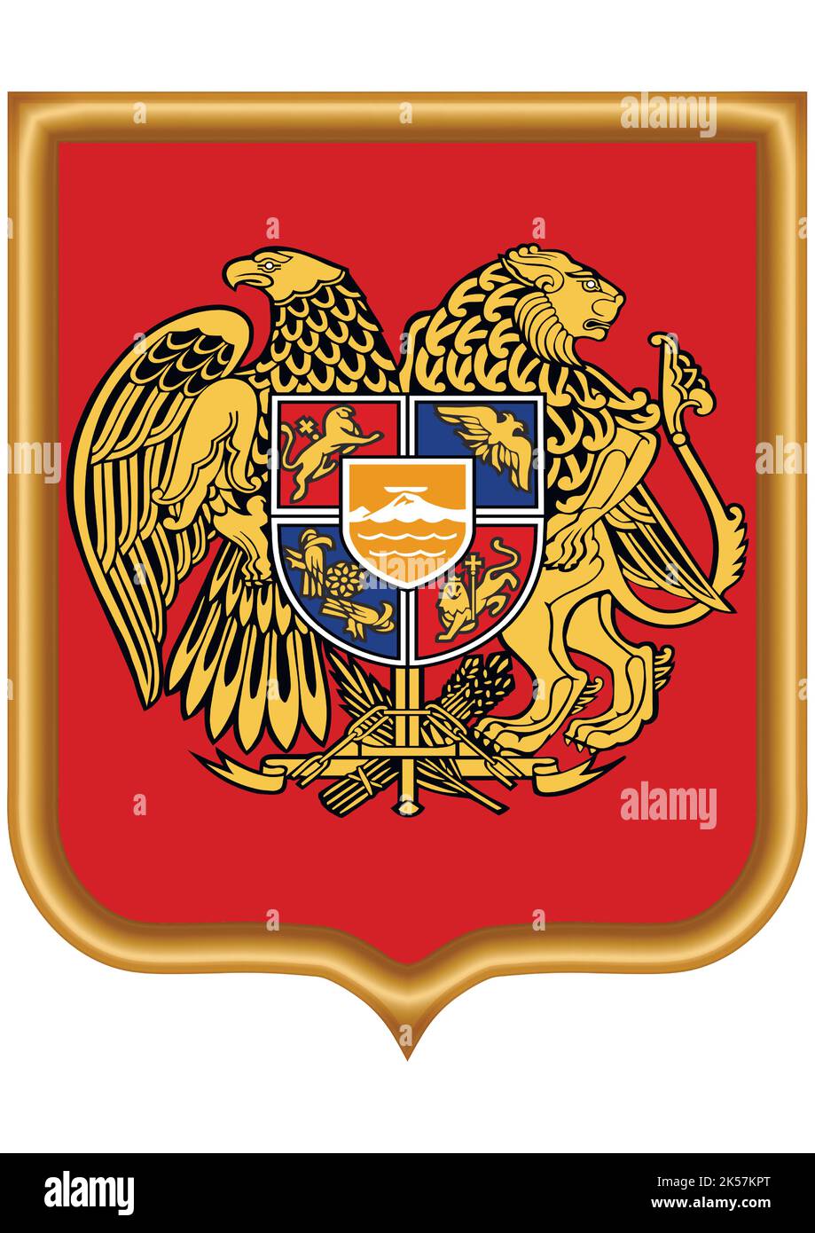 Escudo o armas de Armenia. Símbolo nacional armenio en colores