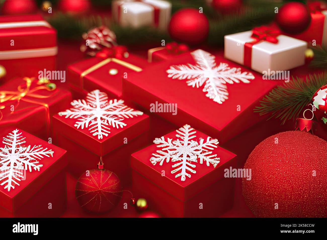 Cajas de regalo de Navidad para fondos. Navidad regalos rojos de Santa  Claus para el evento de vacaciones y tarjetas de felicitación. Decoración y  envoltorio navideño Fotografía de stock - Alamy