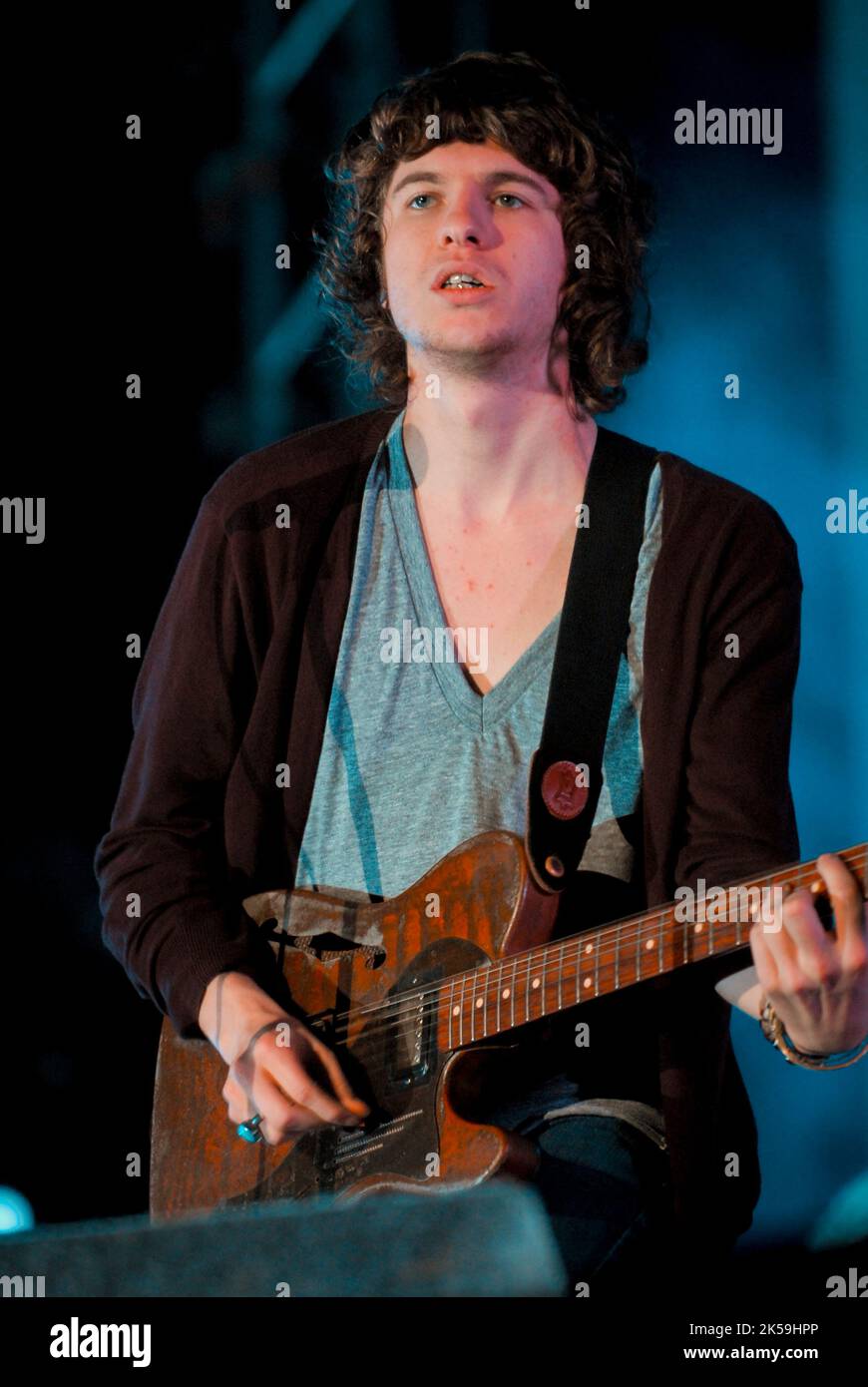 Luke Pritchard - The Kooks, V2007, Hylands Park, Chelmsford, Essex, Gran Bretaña - 18 de agosto de 2007 Foto de stock