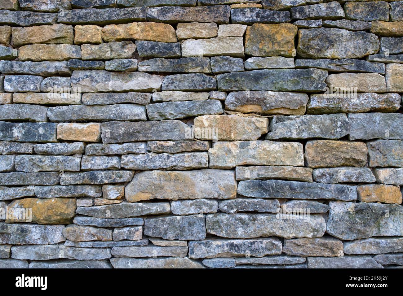 Muro de piedra seca. Cotswolds, Inglaterra Foto de stock