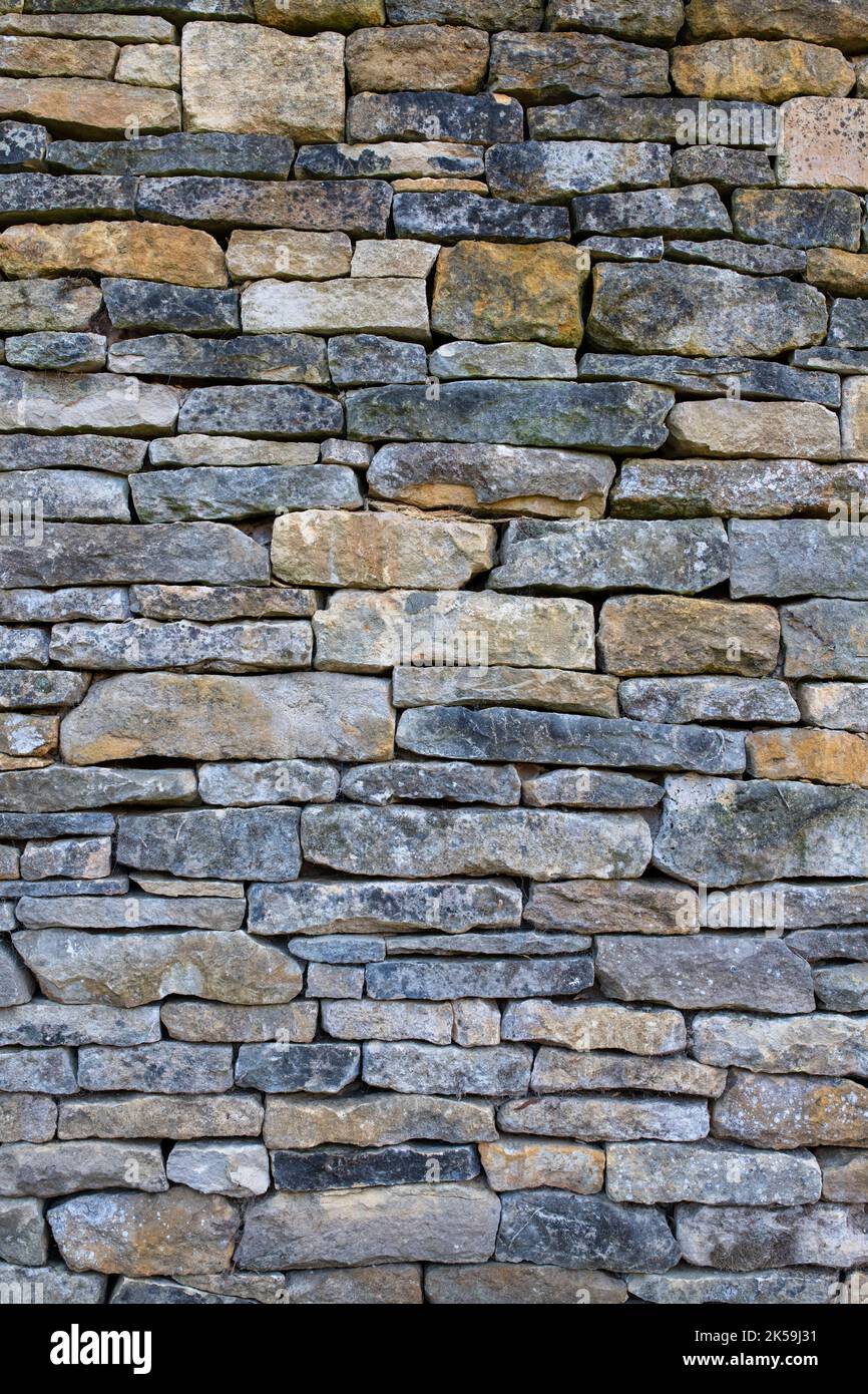 Muro de piedra seca. Cotswolds, Inglaterra Foto de stock