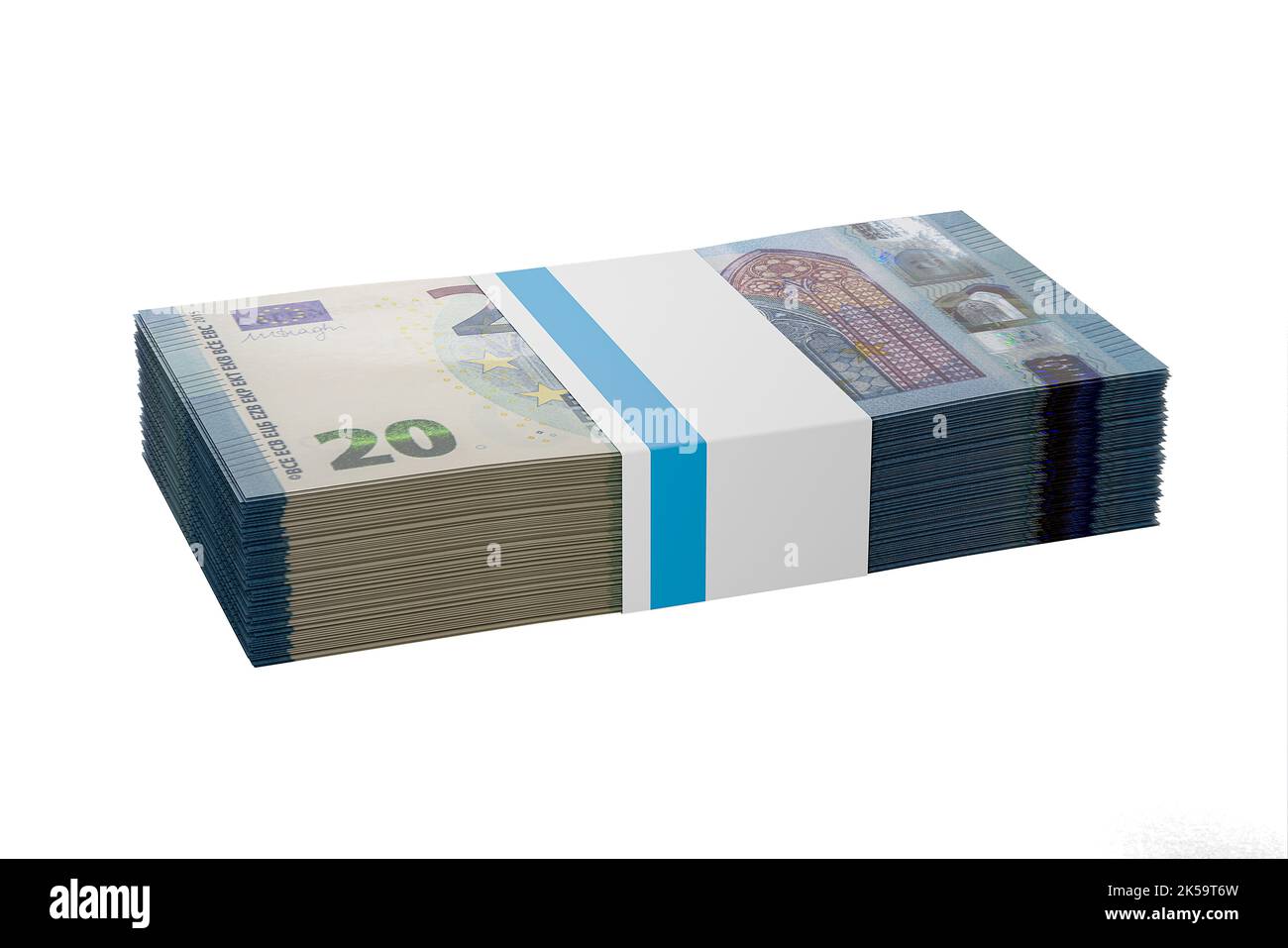 pila de paquetes de billetes de 20 euros de fondo pilas de 20 euros billetes de veinte euros Foto de stock
