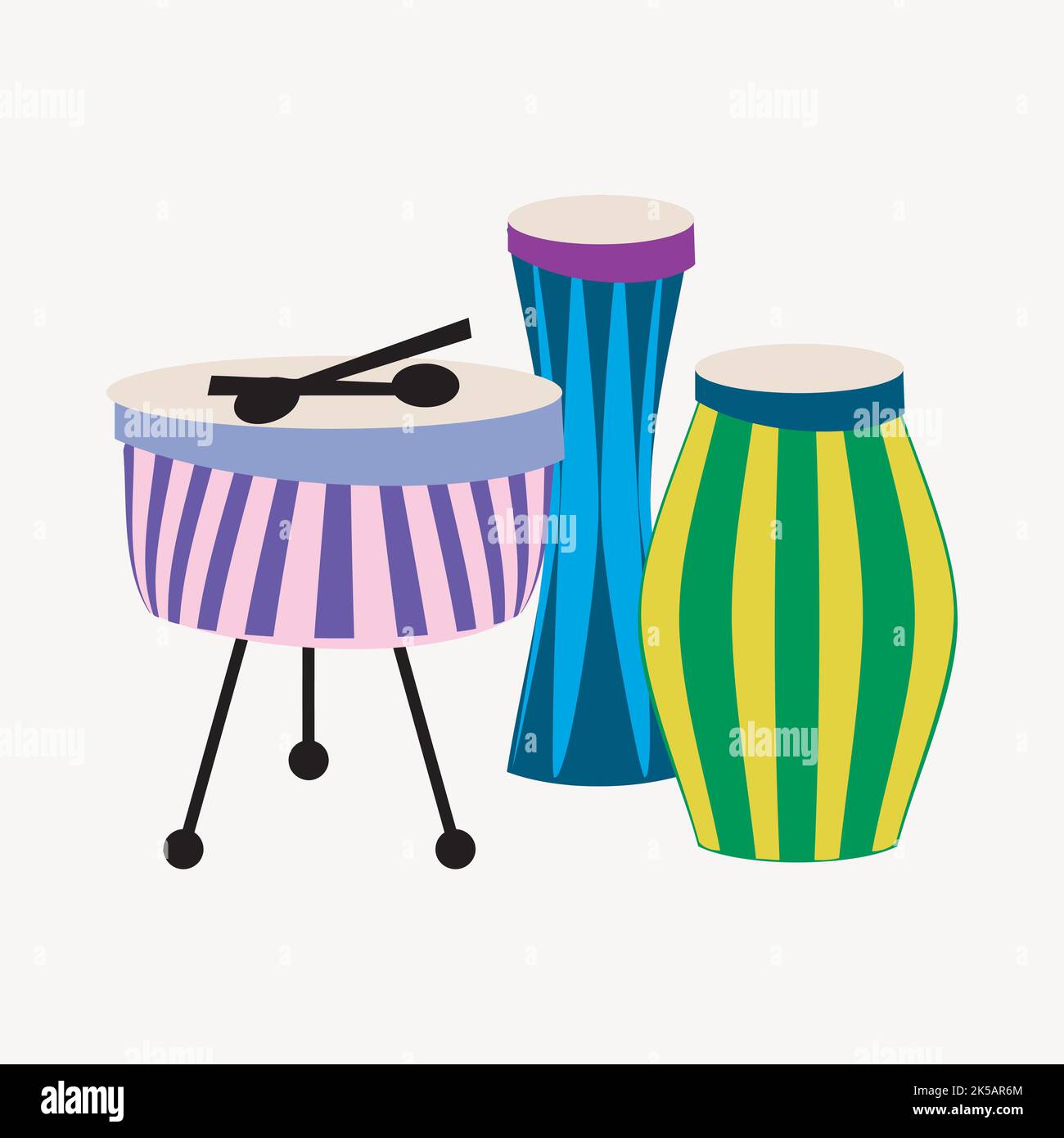 Tambores, elemento de collage de instrumentos musicales, vector de
