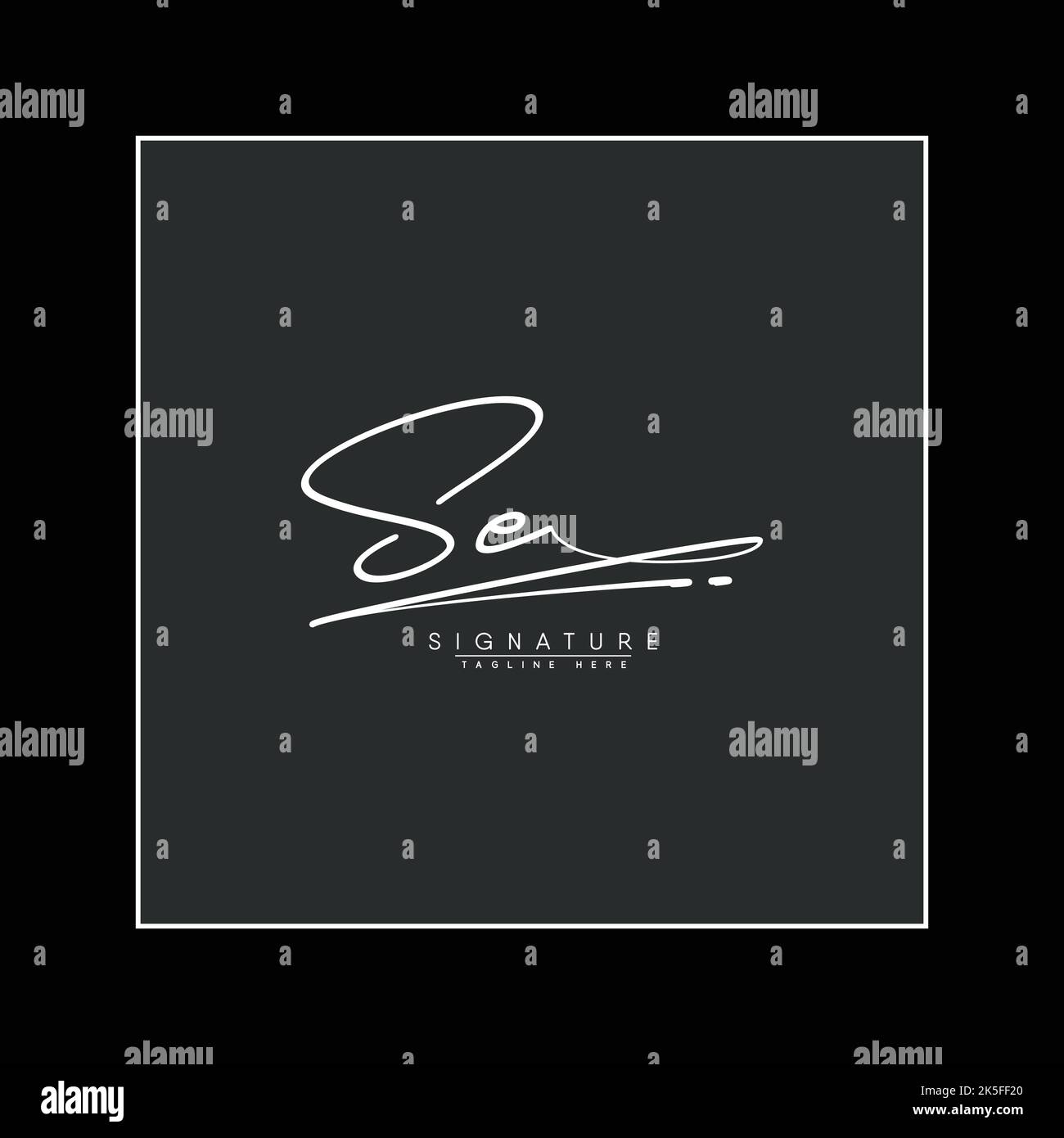 Logotipo de la letra inicial SE Logo de la firma manuscrita